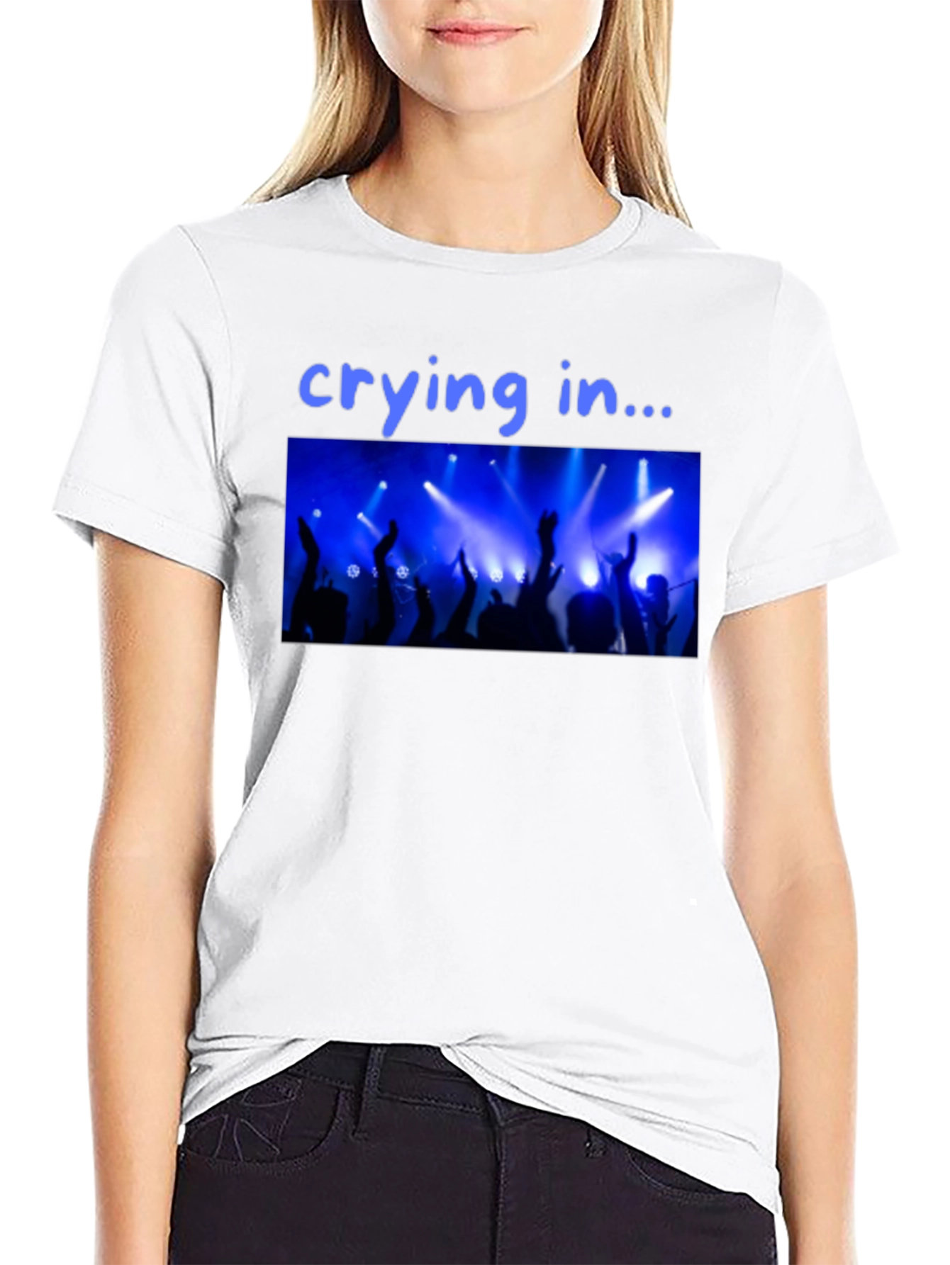 Black Crying in Concert T-Shirt - Black Crew Neck Graphic Tee view 9