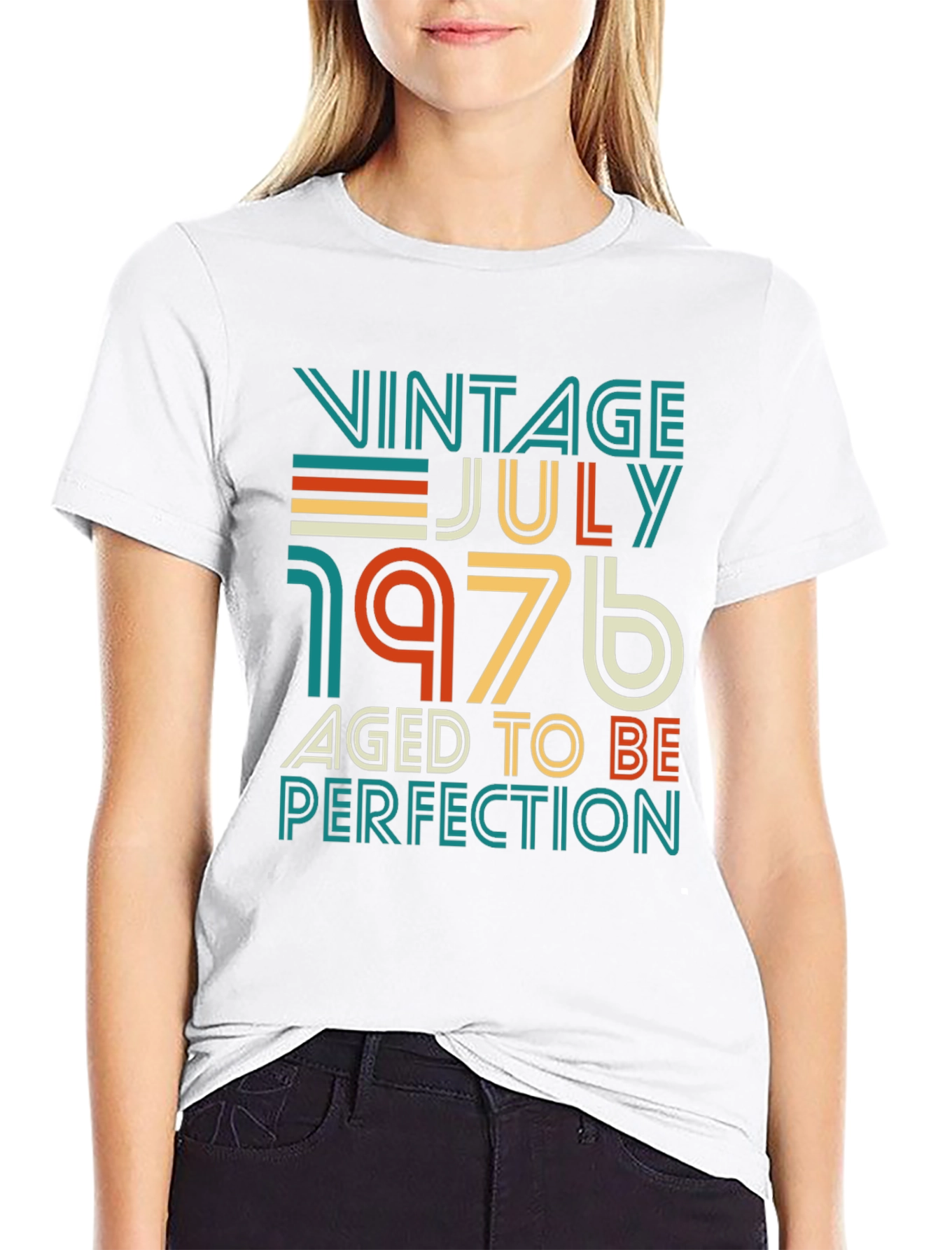 Black Vintage July 1976 Aged to Perfection T-Shirt view 9