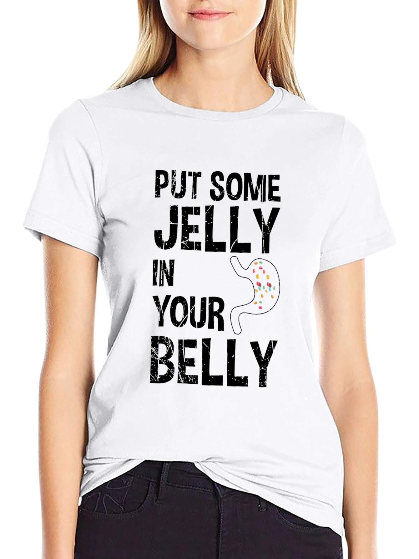 Black Funny 'Put Some Jelly in Your Belly' Black T-Shirt view 9
