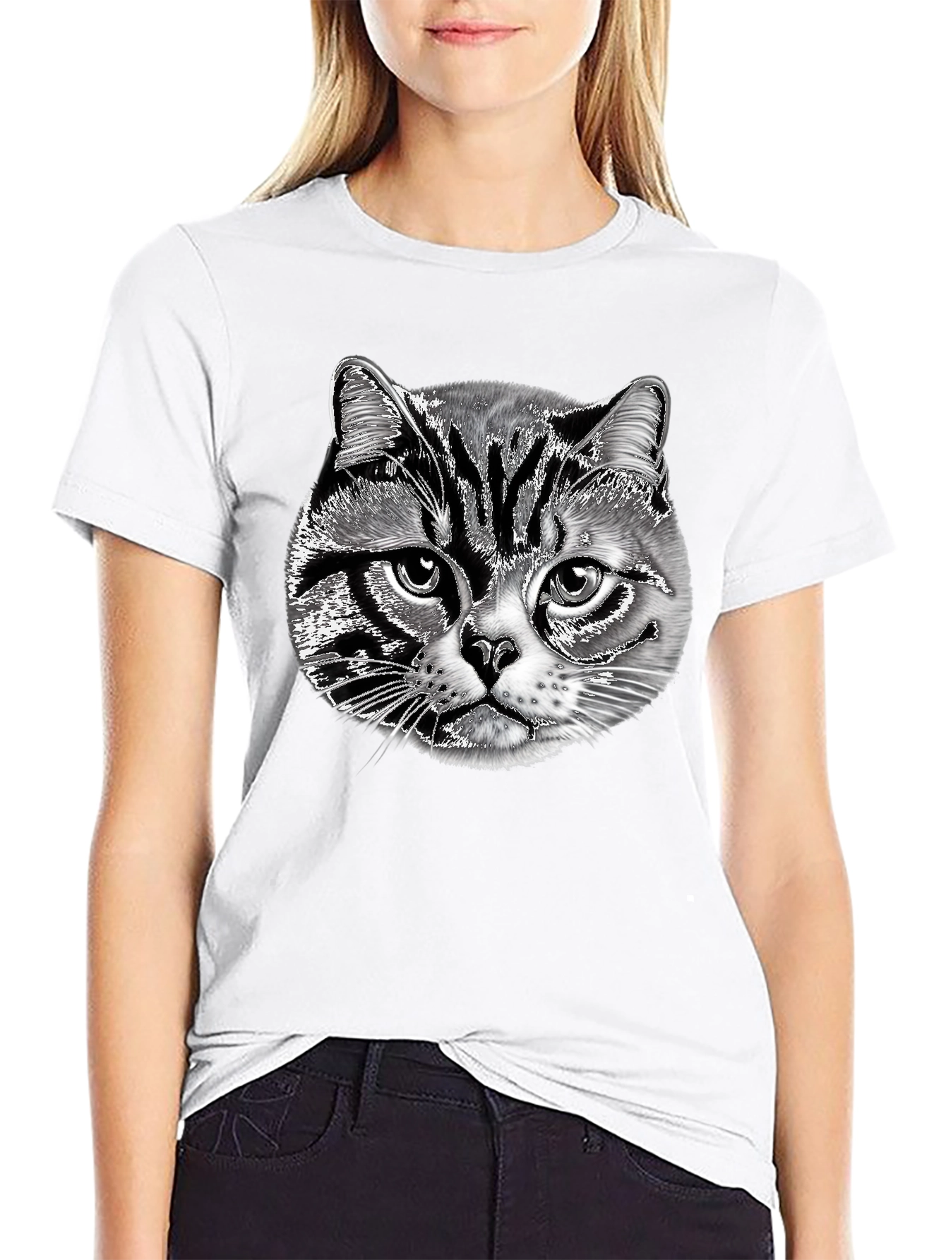 Black Cool Cat Graphic Black T-Shirt view 9