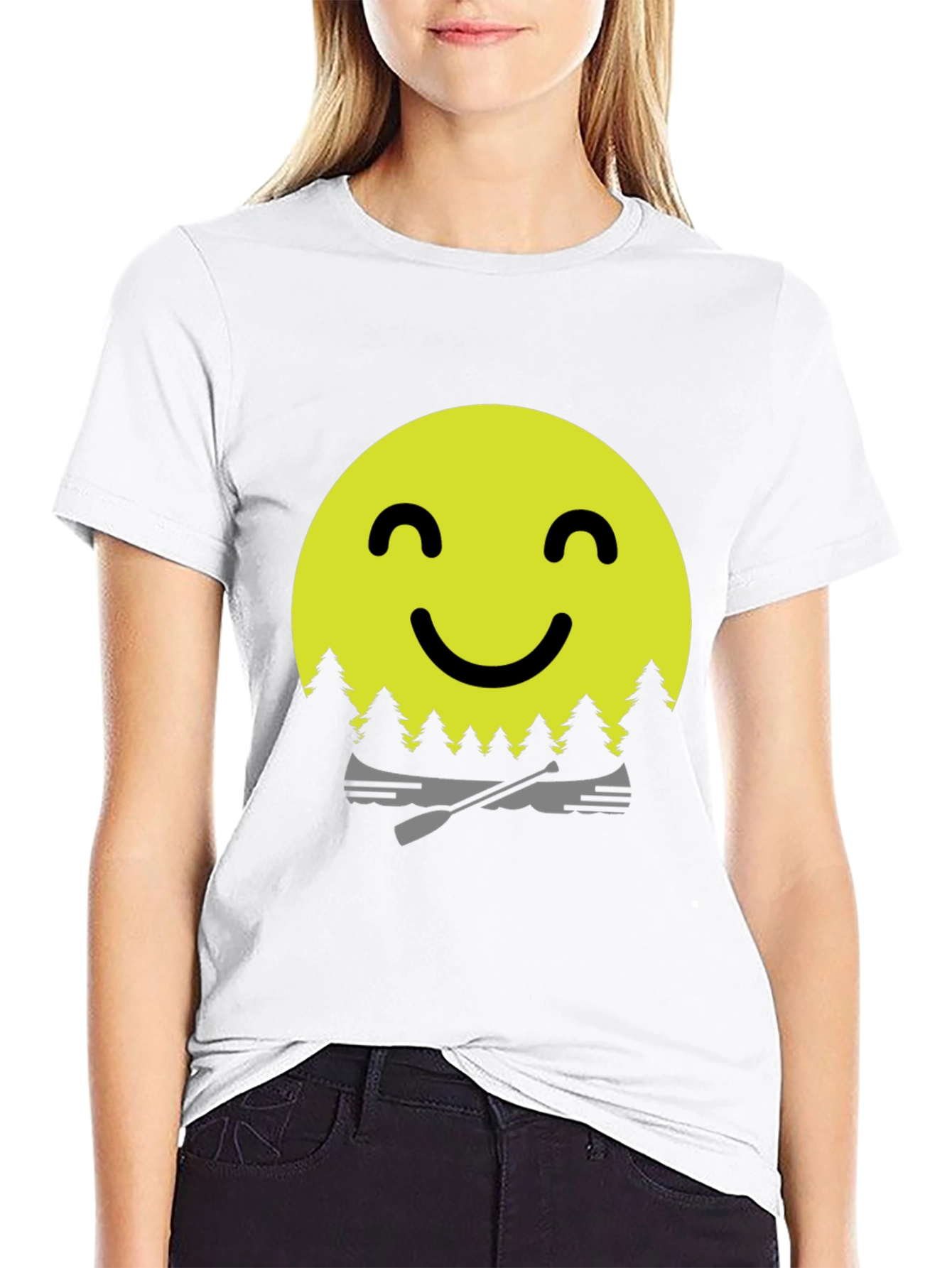 Black Smiley Face Camping T-Shirt - Adventure Awaits! view 9
