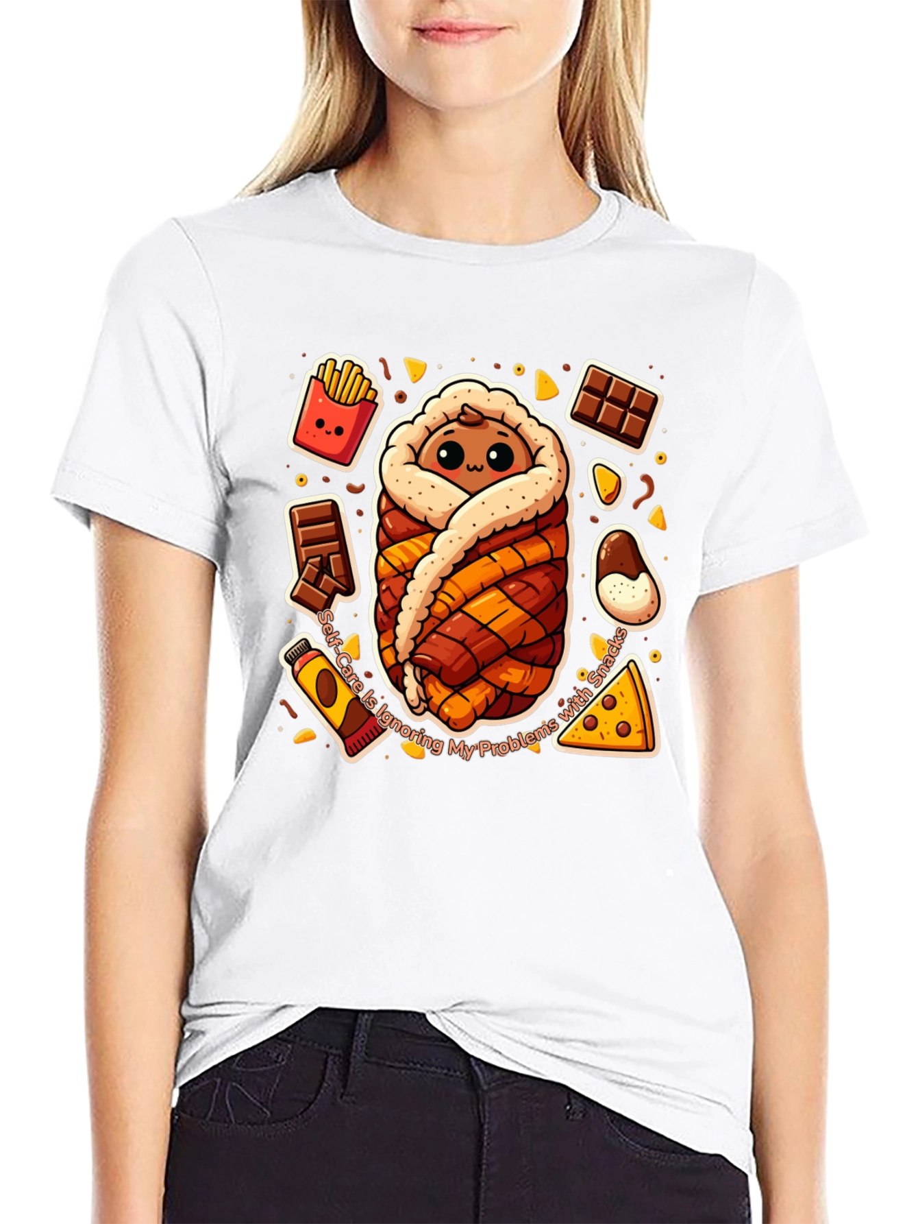 Black Snack Wrap T-Shirt Funny Graphic Tee view 9
