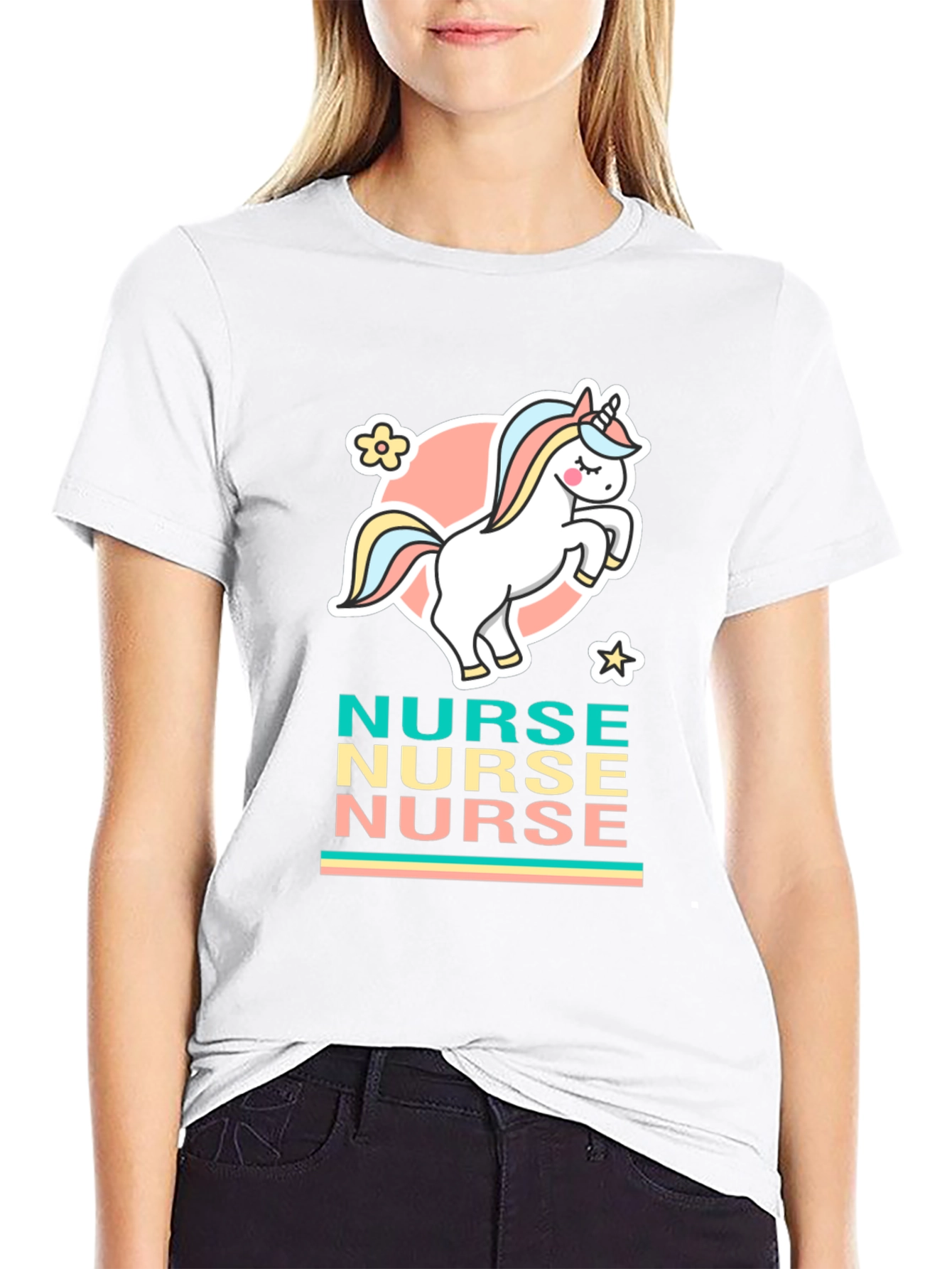 Black Unicorn Nurse T-Shirt - Cute & Comfy Cotton Tee view 9