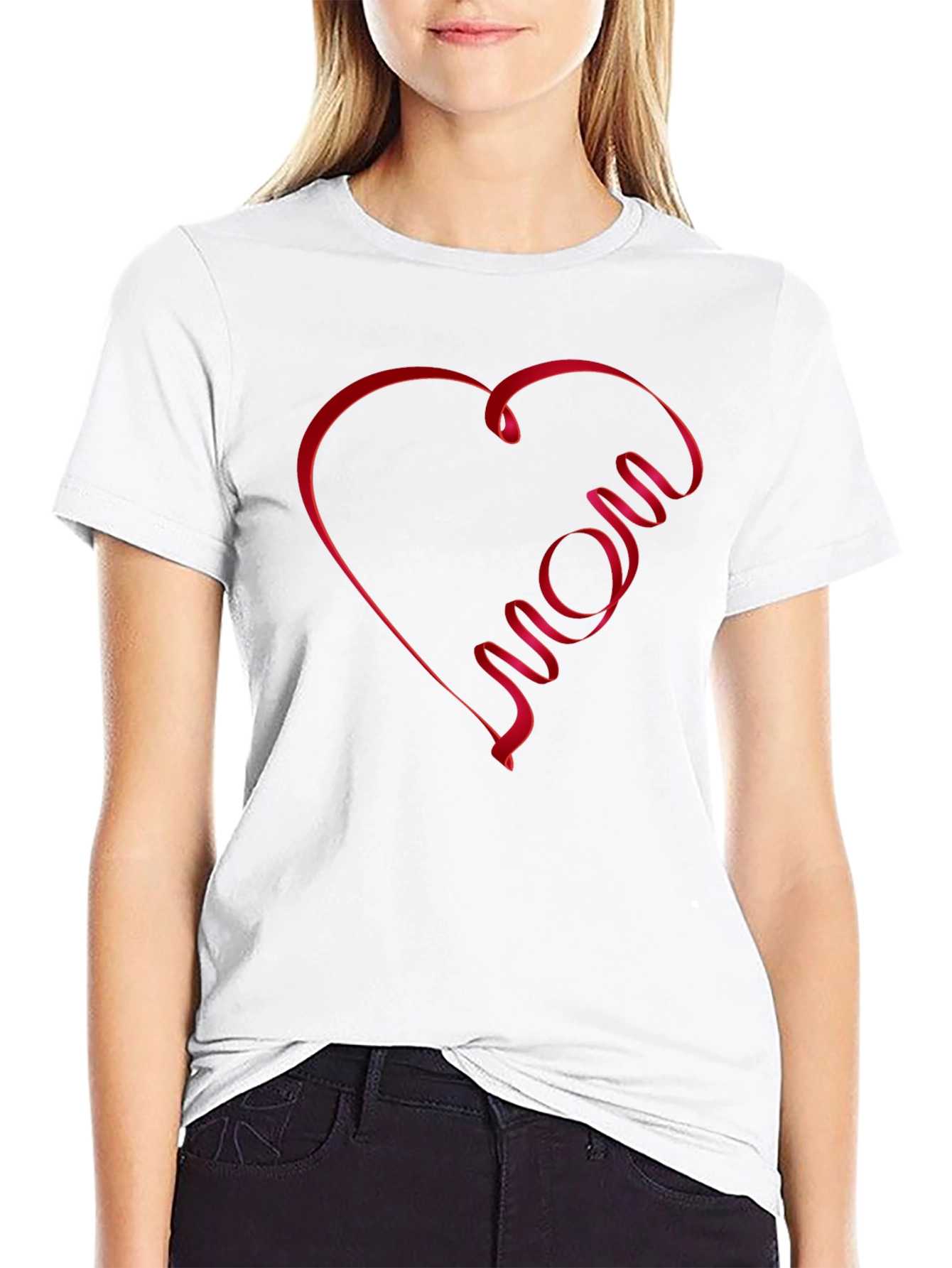 Black Mom Heart Graphic T-Shirt - Black Casual Tee view 9