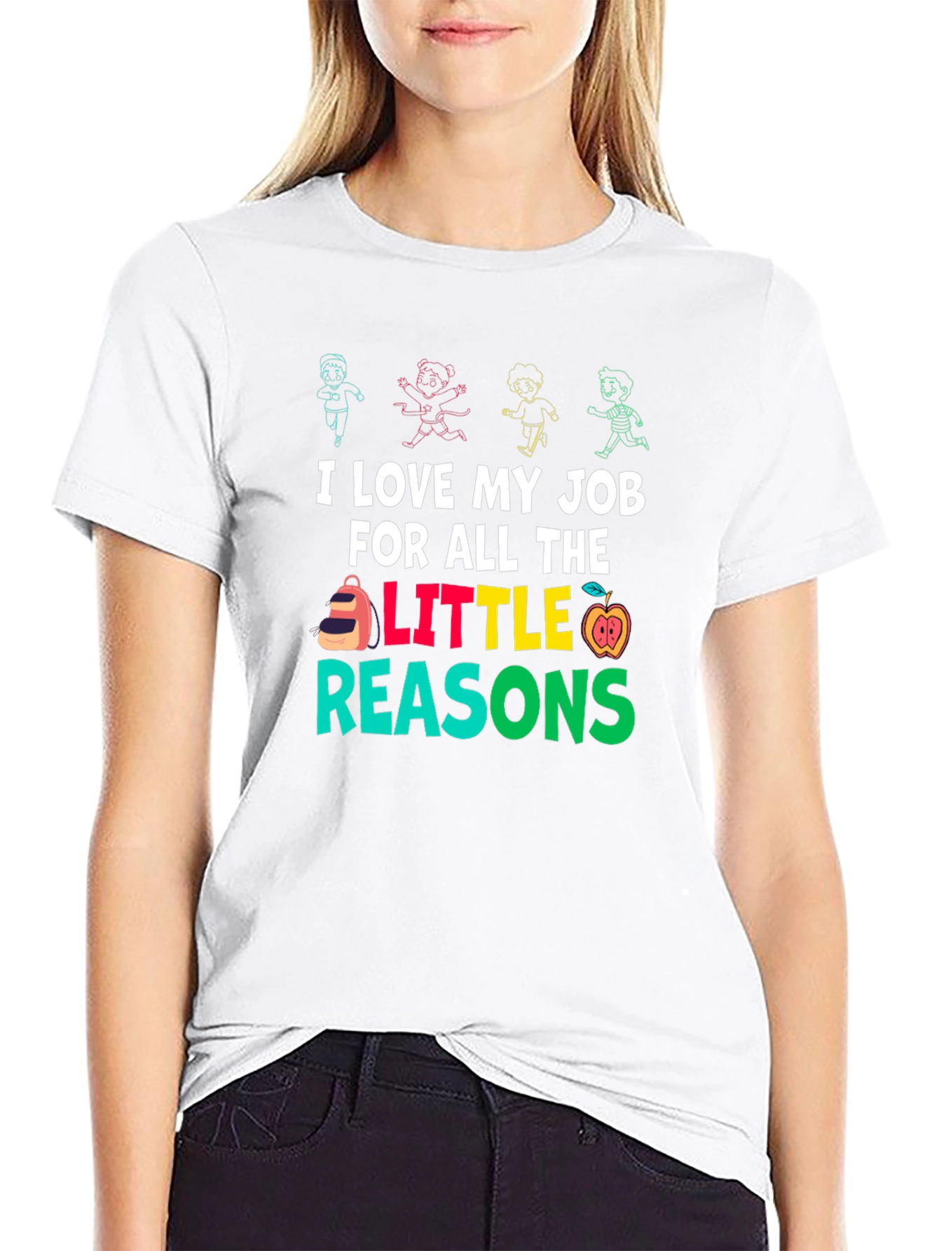 Black I Love My Job Teacher T-Shirt view 9