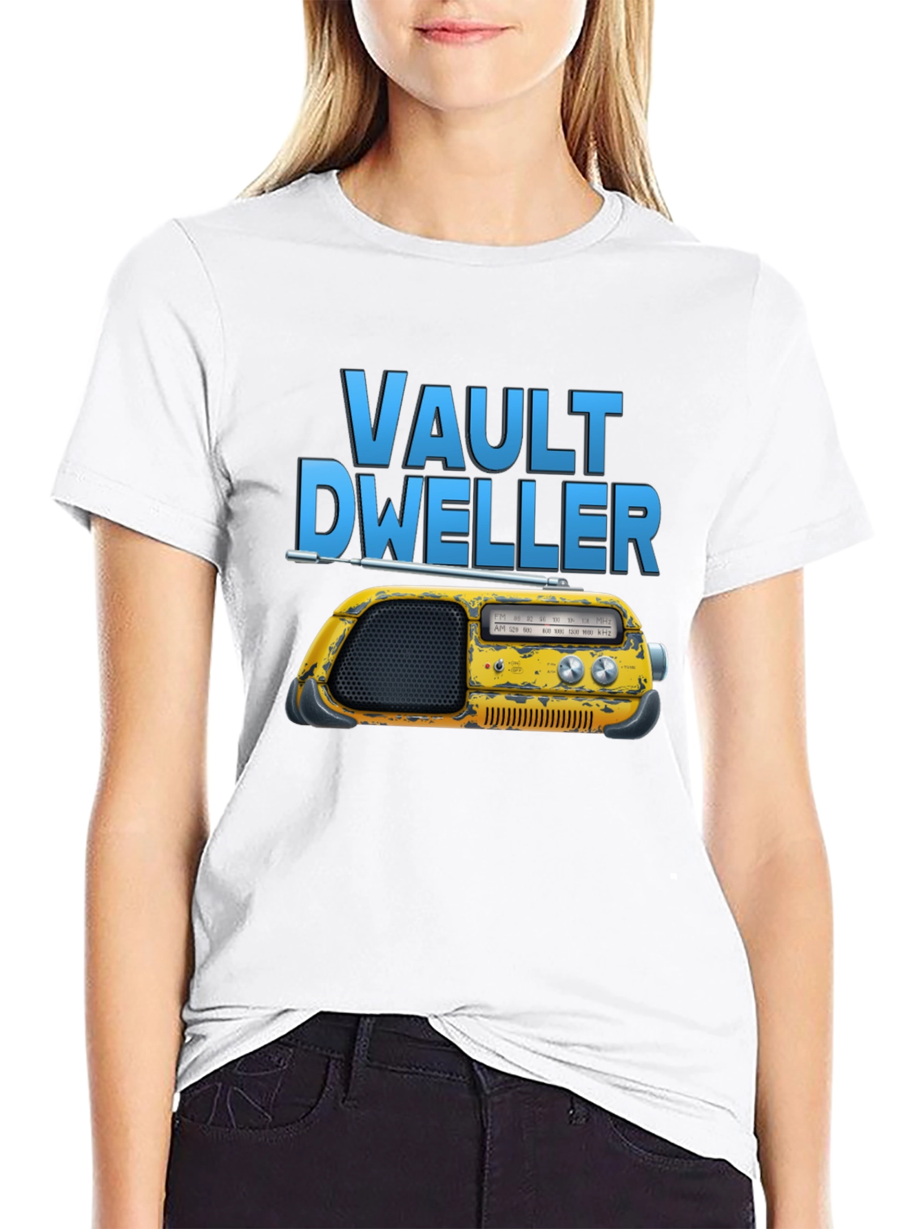 Black Vault Dweller Radio T-Shirt - Black Cotton Tee view 9