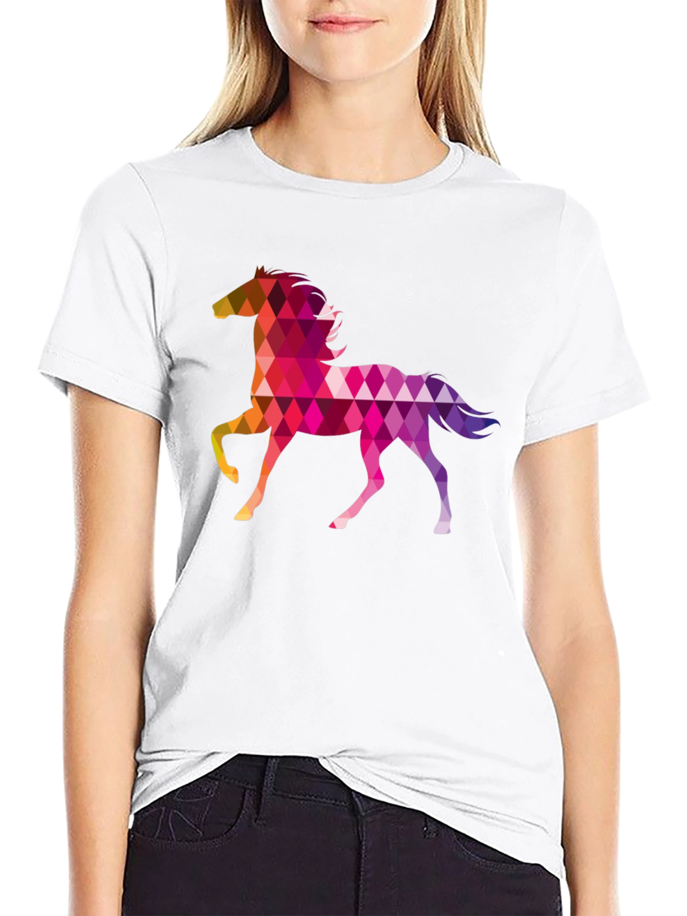 Black Geometric Horse T-Shirt view 9