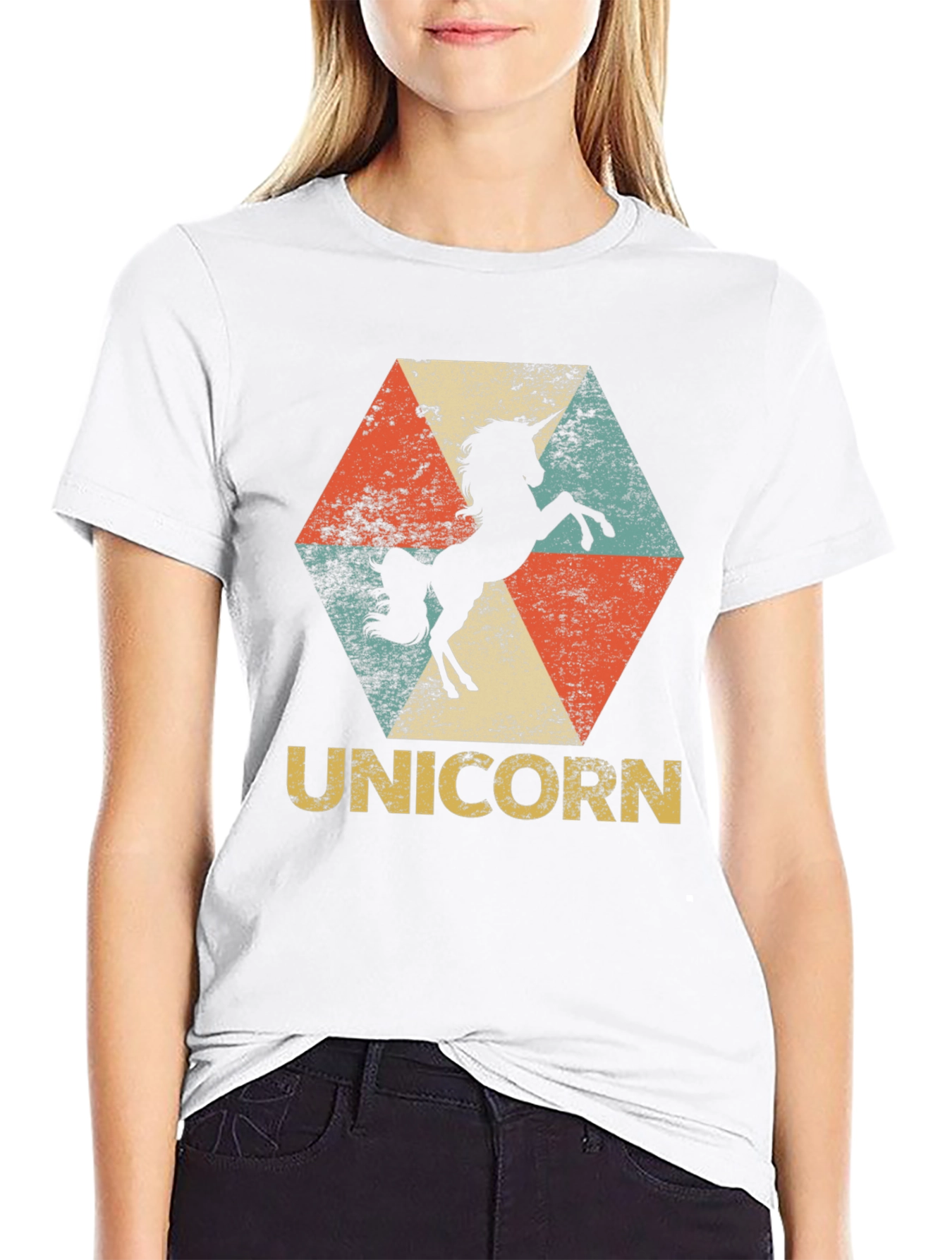Black Retro Unicorn Graphic Tee view 9