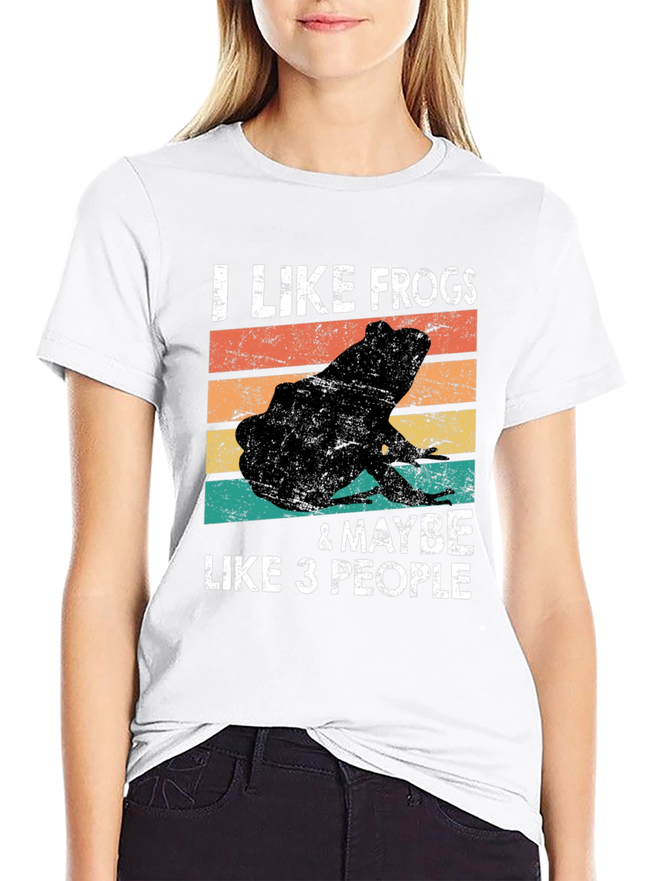 Black I Like Frogs & Maybe Like 3 People T-Shirt view 9
