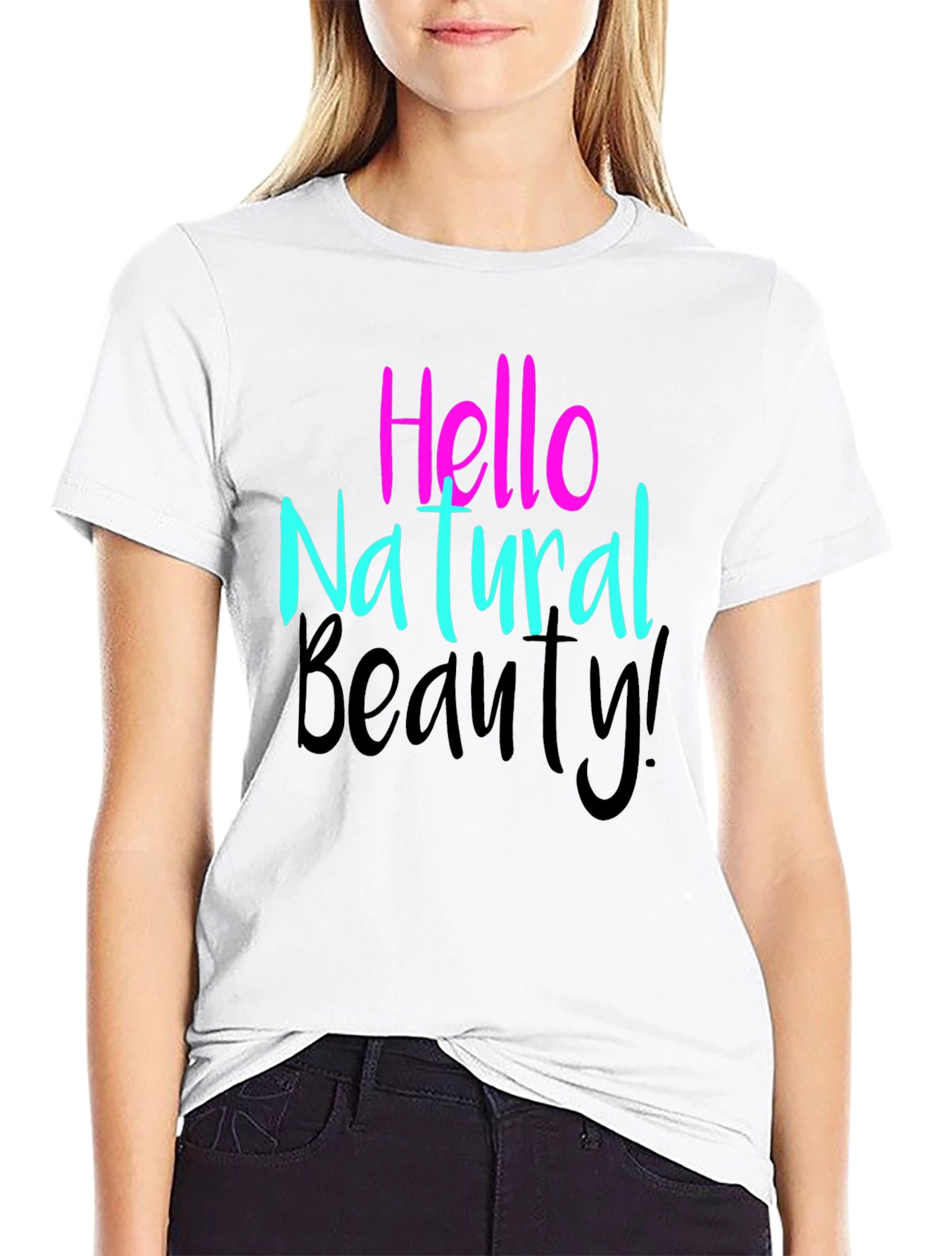 Black Hello Natural Beauty T-Shirt view 9