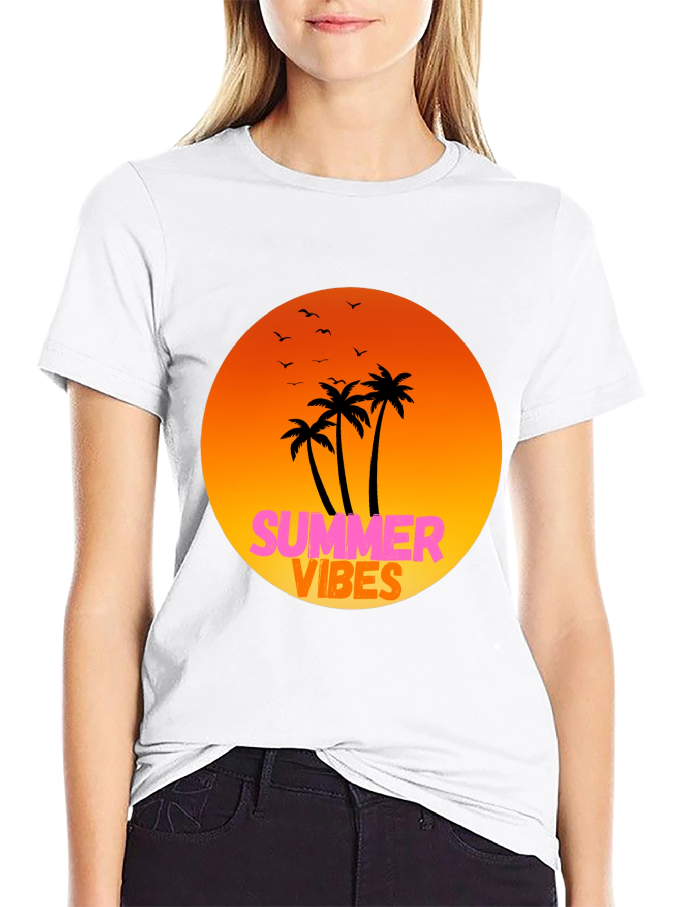 Black Summer Vibes Graphic Tee - Relaxed Fit view 9