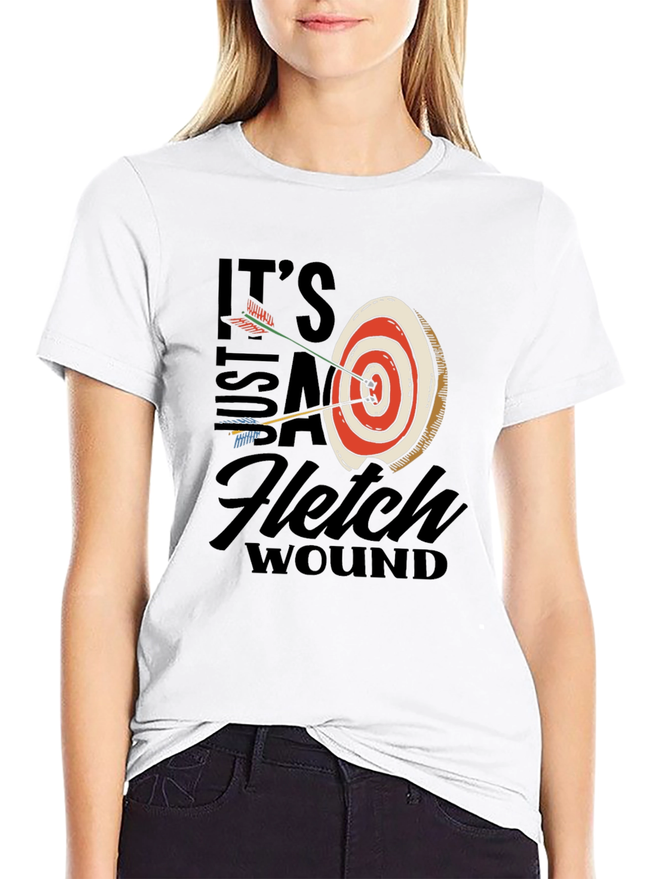 Black Archery Target T-Shirt: Just a Fletch Wound view 9