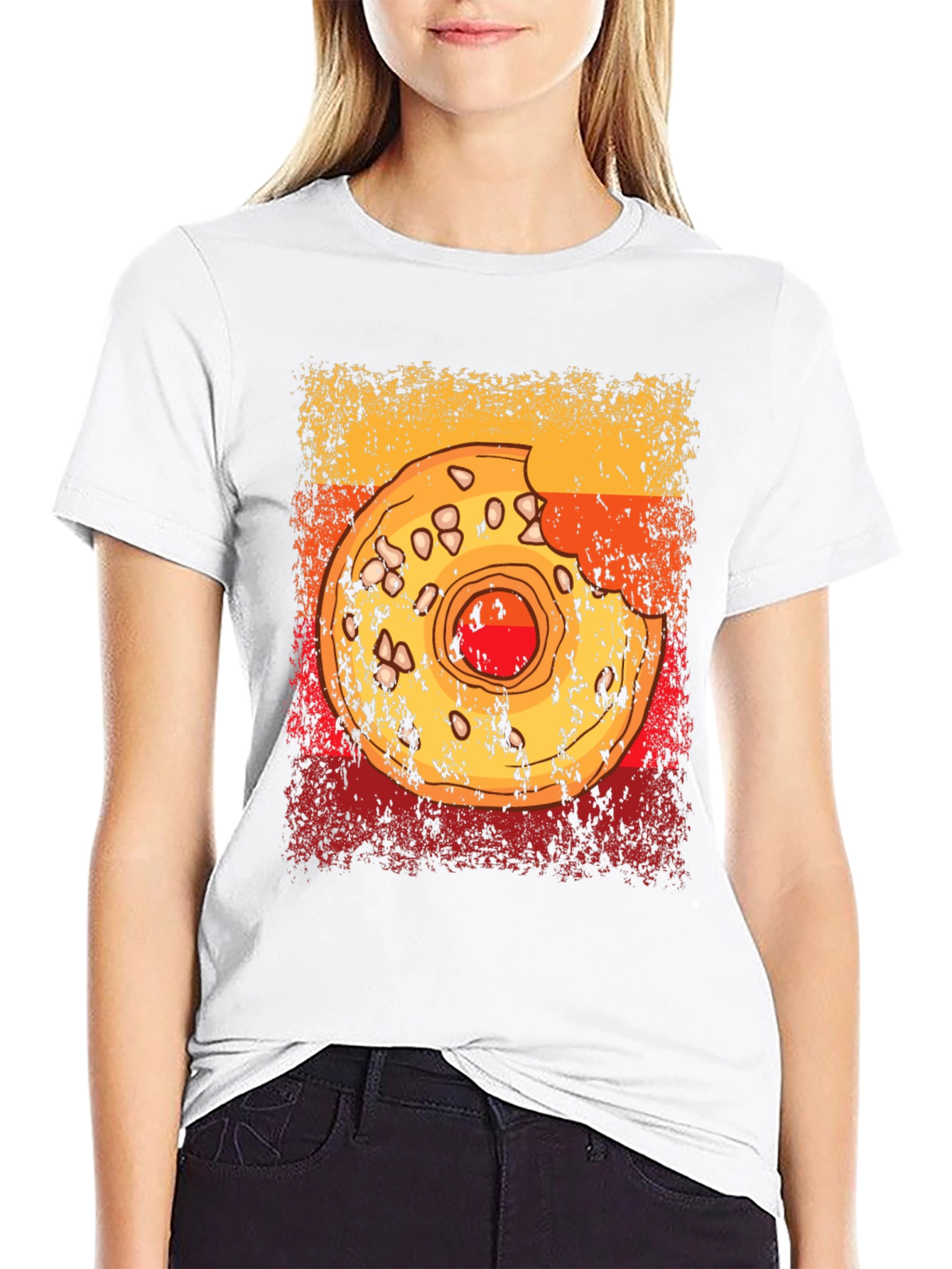 Black Distressed Donut Graphic T-Shirt - Casual Comfort view 9