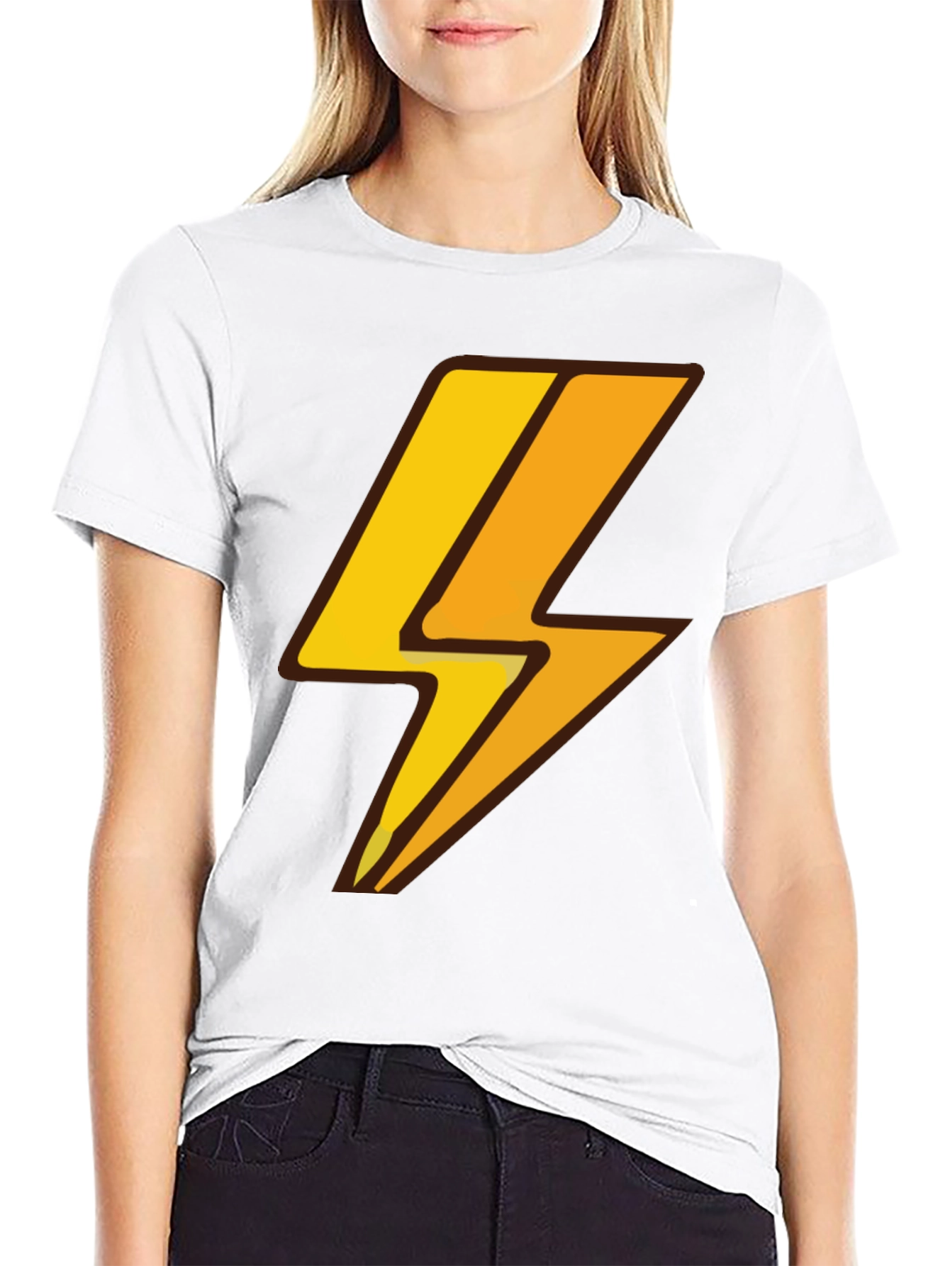 Black Lightning Bolt Graphic Tee - Black Cotton T-Shirt view 9