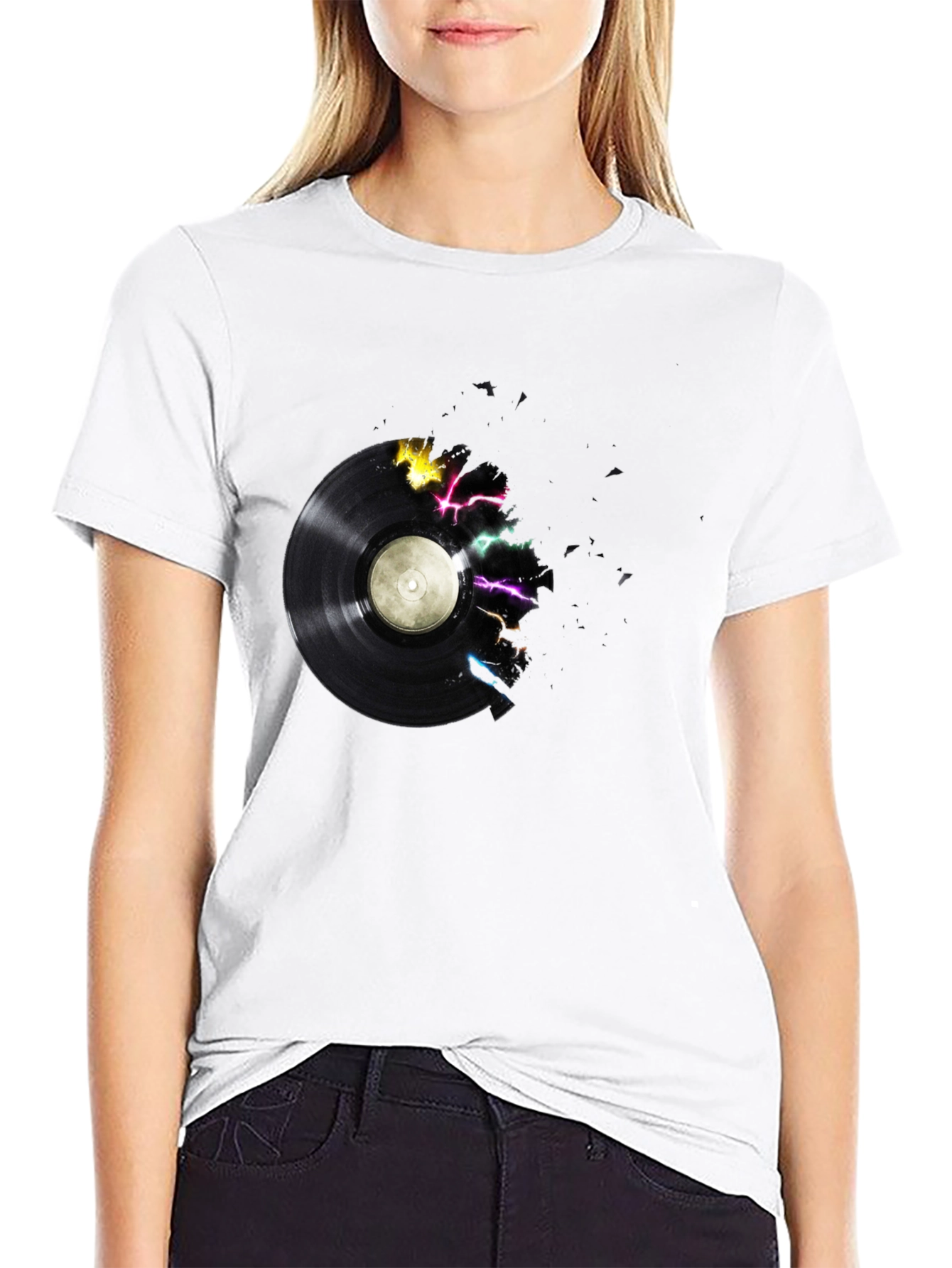 Black Vinyl Record Graphic Tee - Black view 9