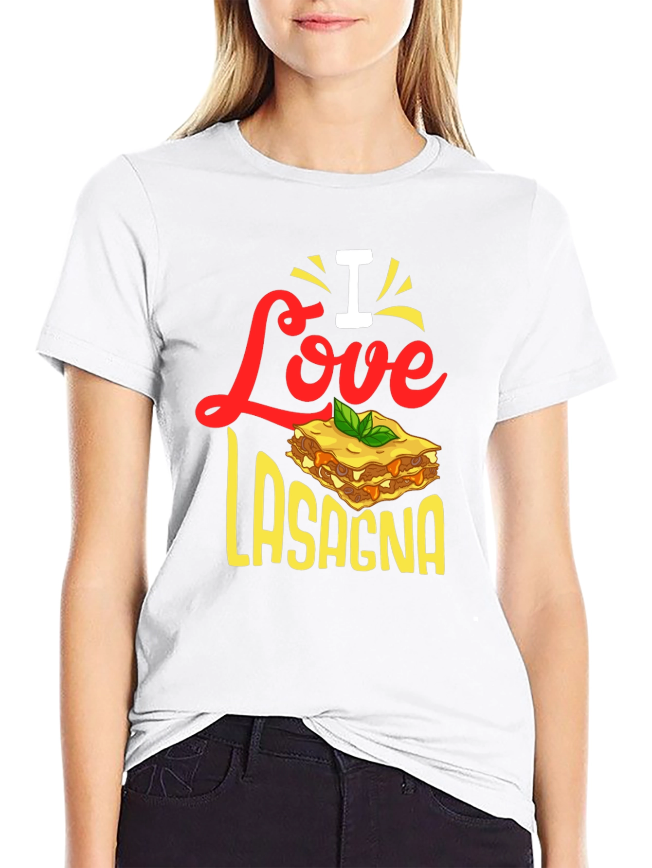 Black I Love Lasagna T-Shirt - Foodie Apparel view 9