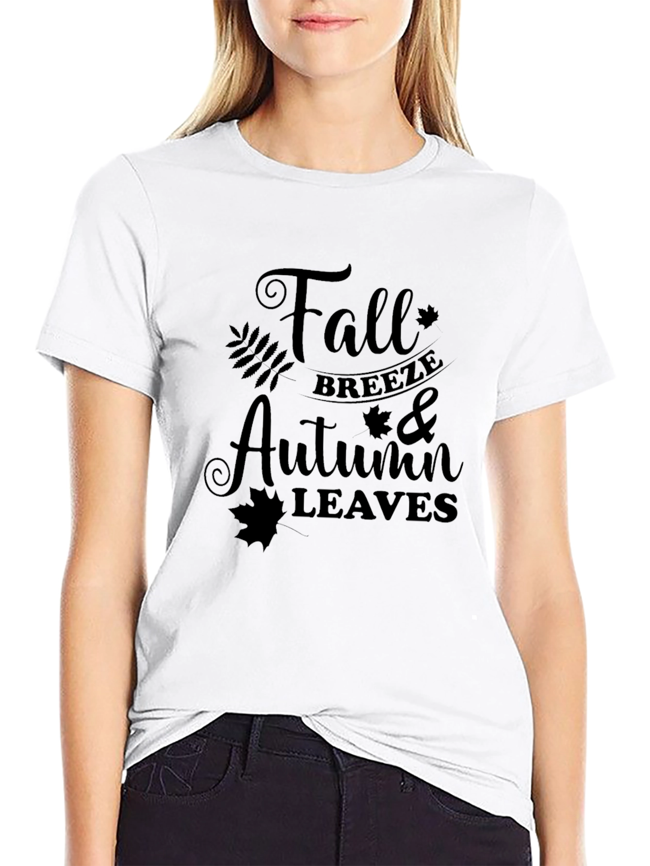 Black Fall Breeze Autumn Leaves Graphic Tee view 9