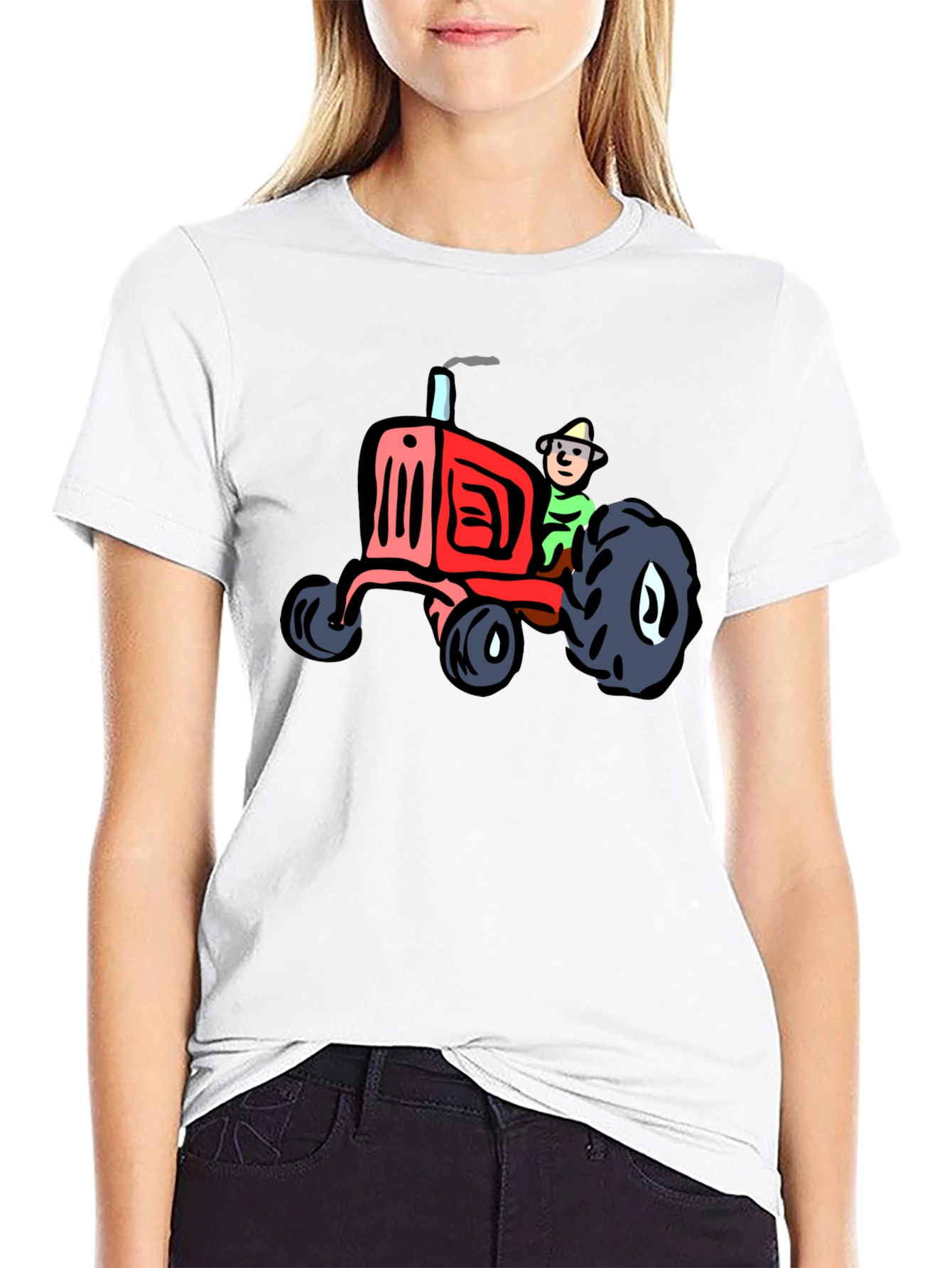 Black Cartoon Tractor T-Shirt - Quirky & Fun! view 9