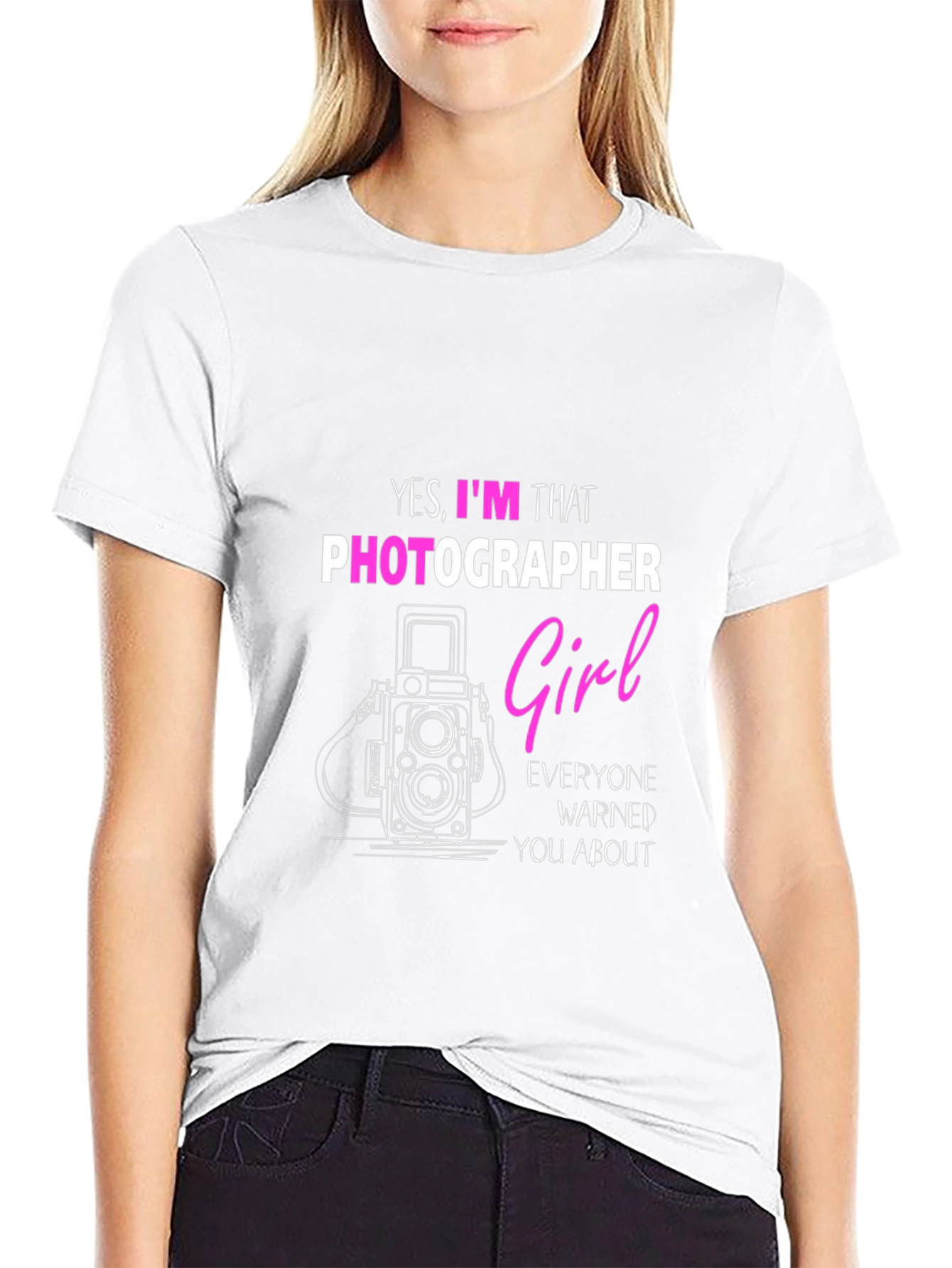 Black Photographer Girl T-Shirt - Funny Camera Tee view 9