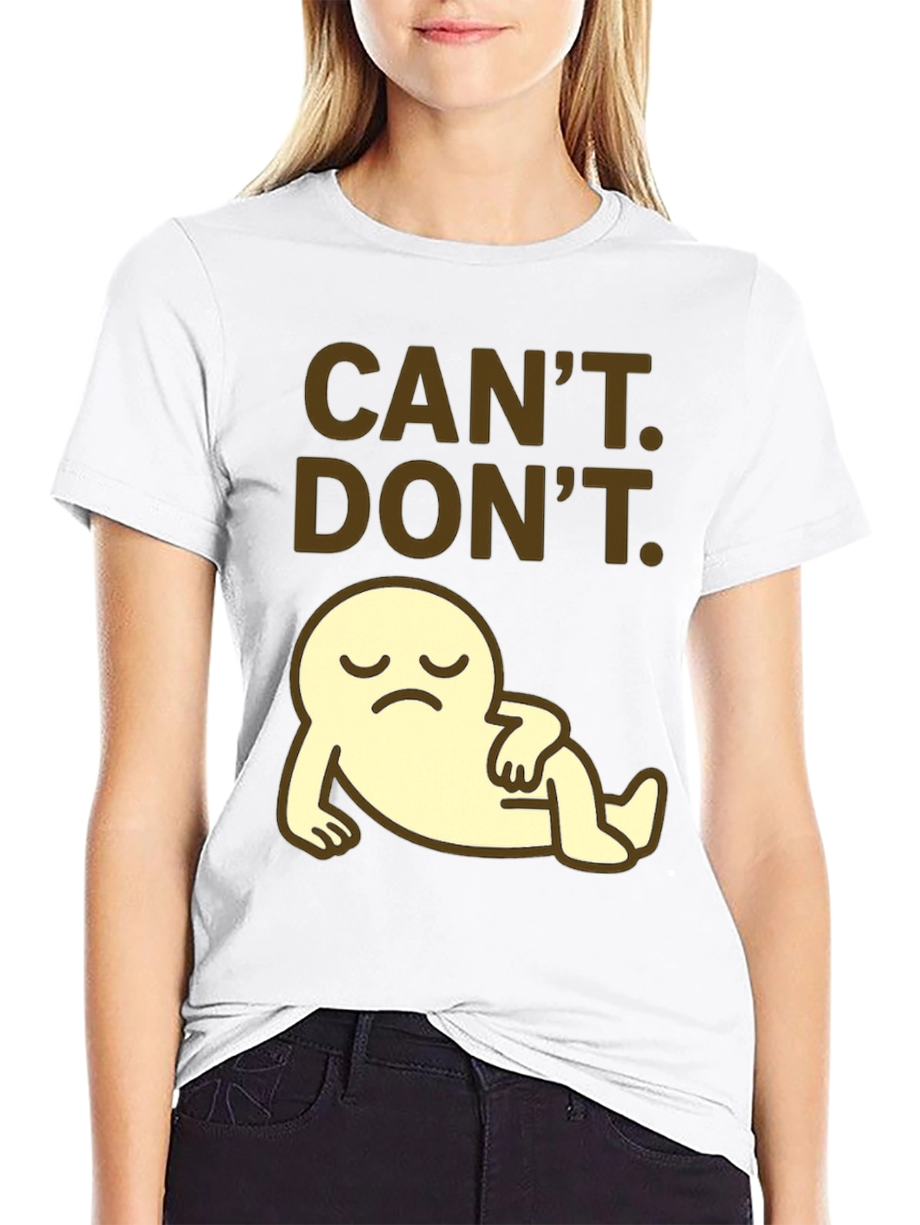 Black Can't. Don't. Graphic T-Shirt - Lazy Cartoon view 9