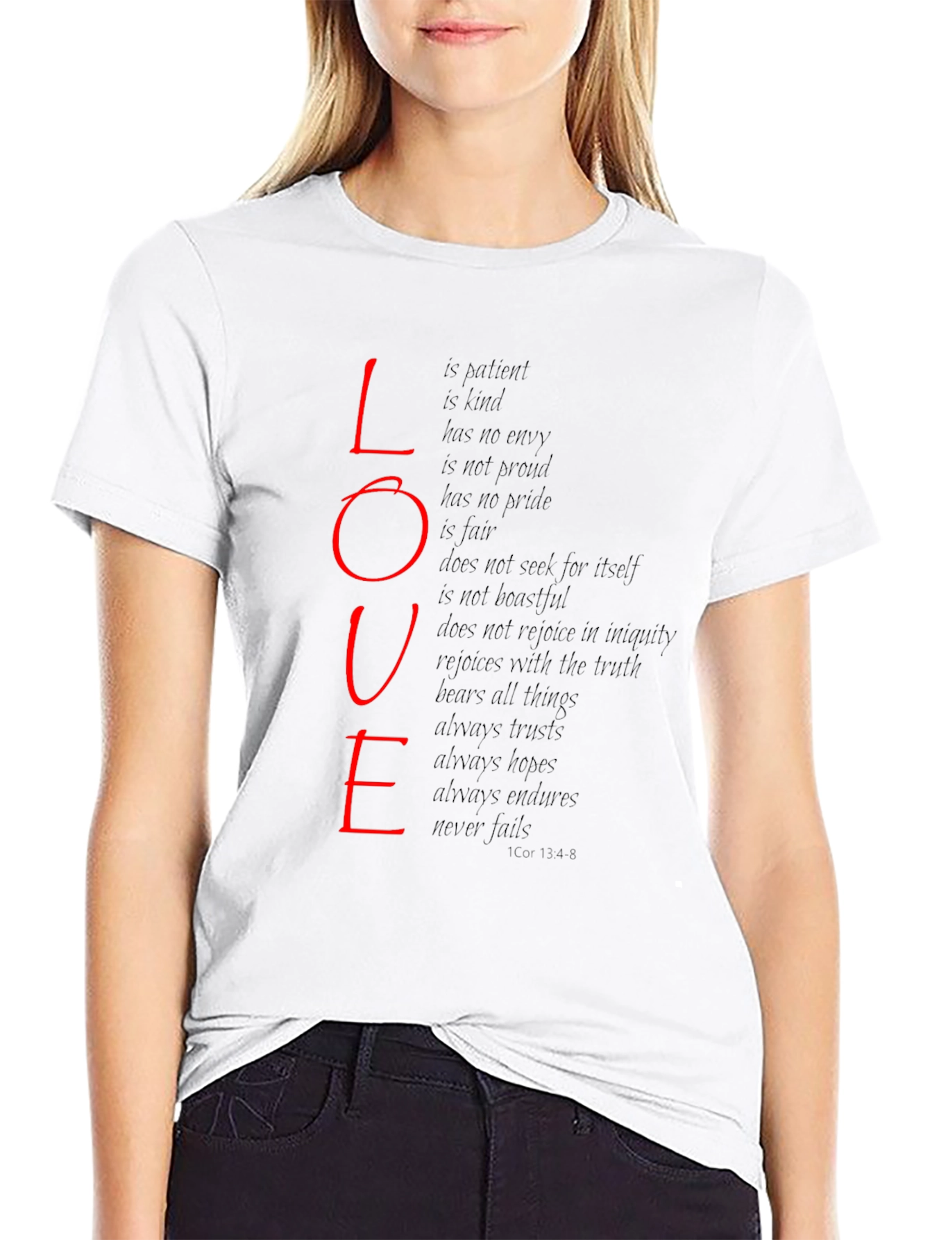 Black Love Scripture Print T-Shirt - Black view 9