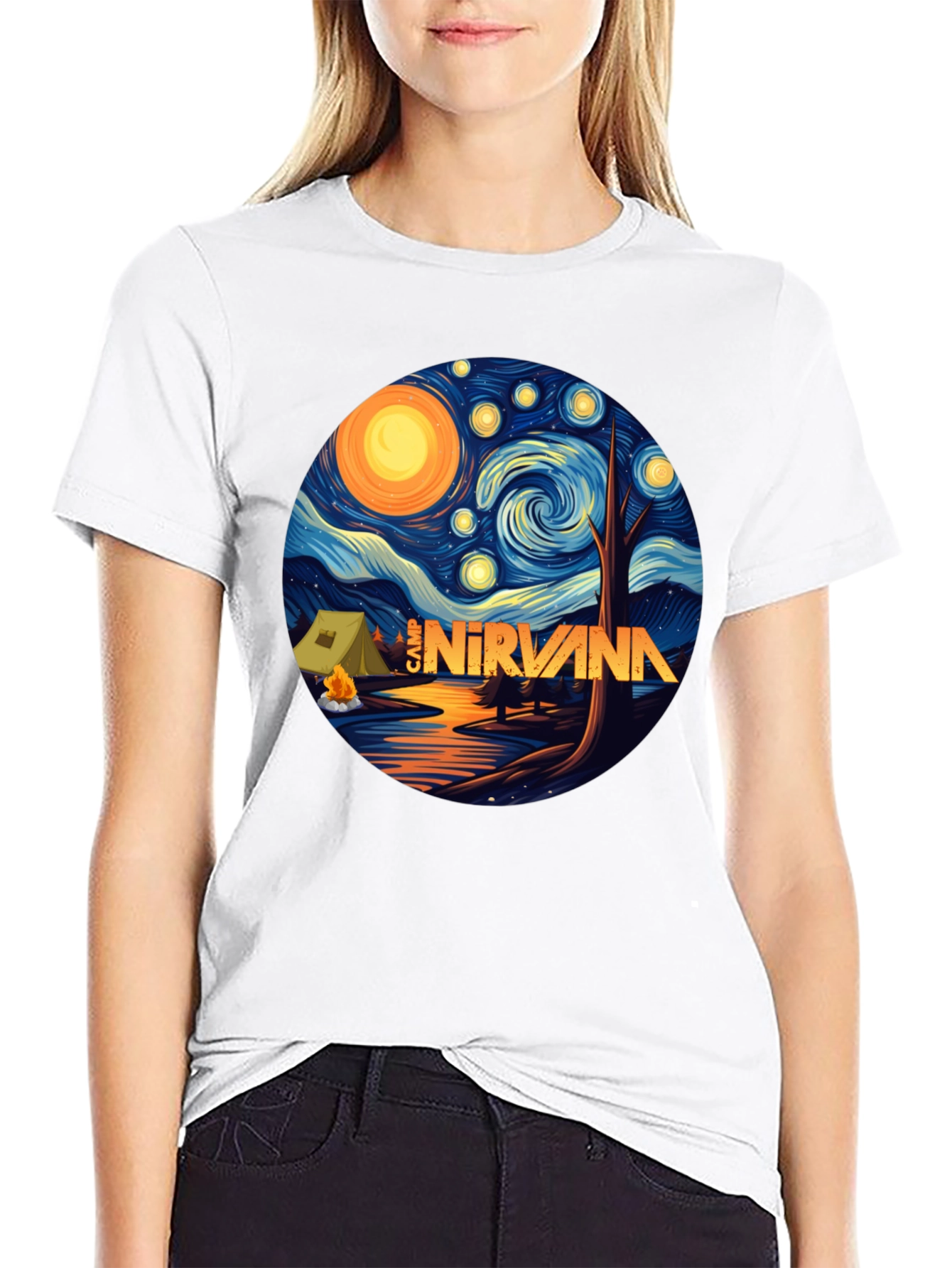 Black Camp Nirvana Starry Night T-Shirt view 9
