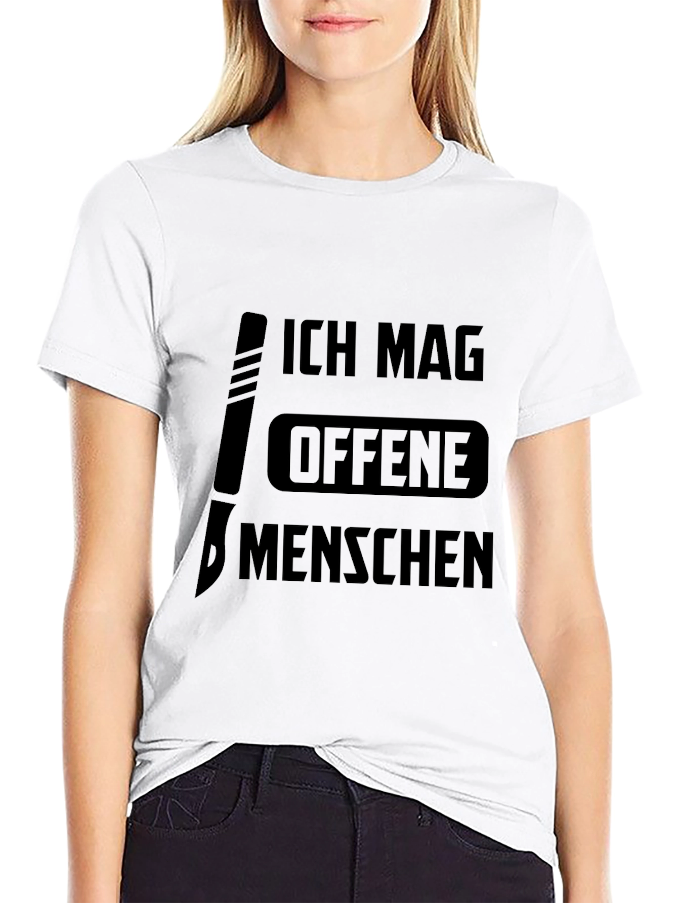 Black Funny German Saying T-Shirt - I Like Open People - Black view 9