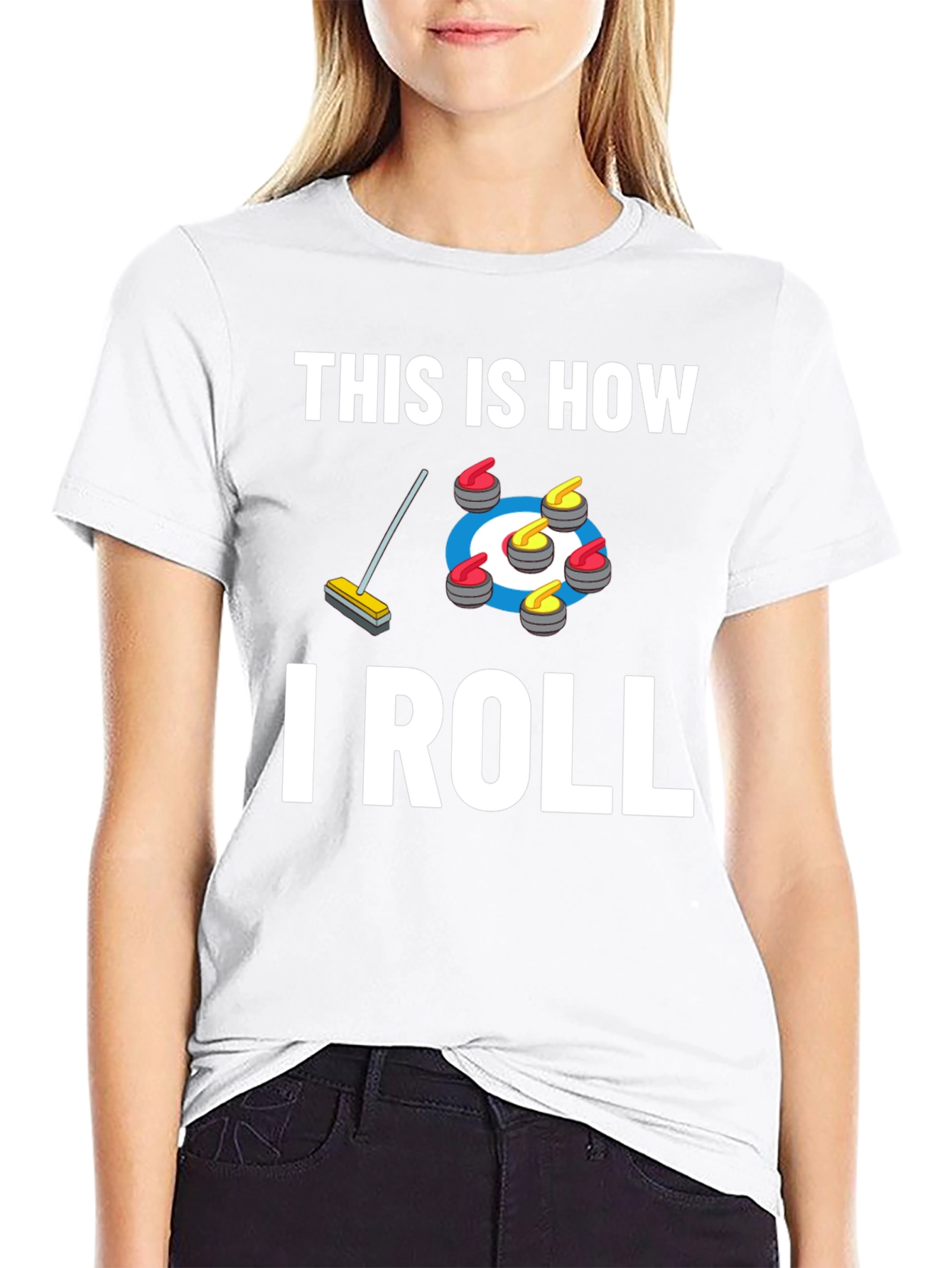 Black Curling "This Is How I Roll" Graphic T-Shirt view 9
