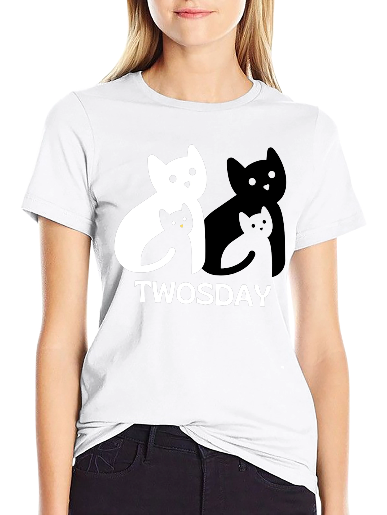 Black Twosday Cat T-Shirt - Black Graphic Tee view 9