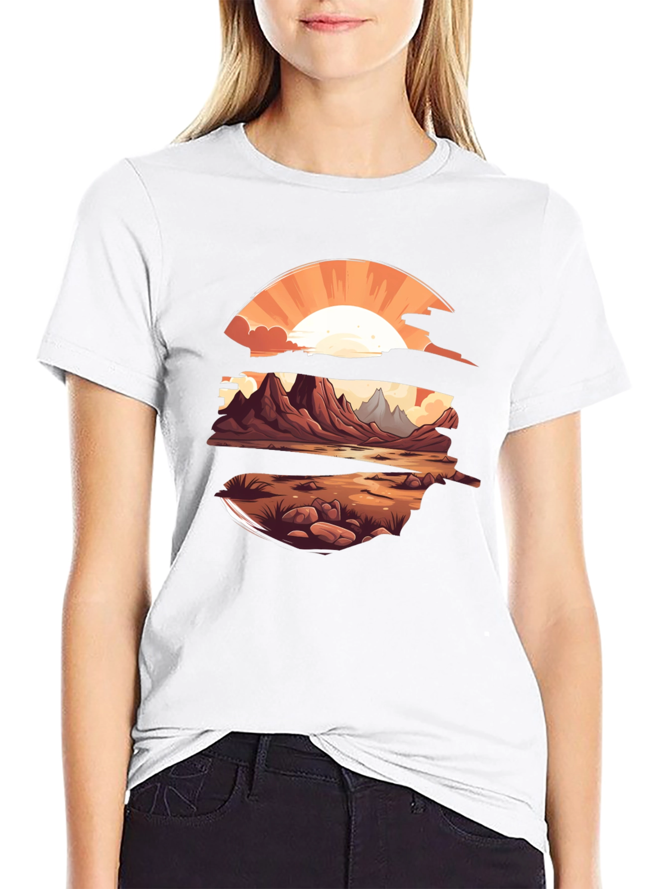 Black Sunset Landscape Graphic Tee - Stylish Comfort view 9