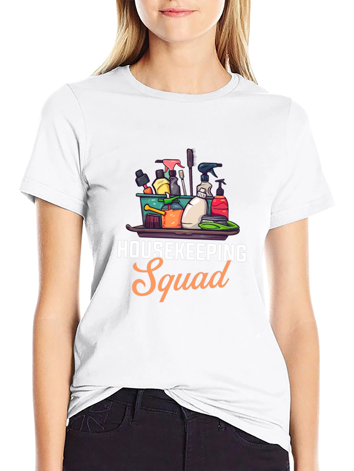Black Housekeeping Squad Graphic Black T-Shirt view 9
