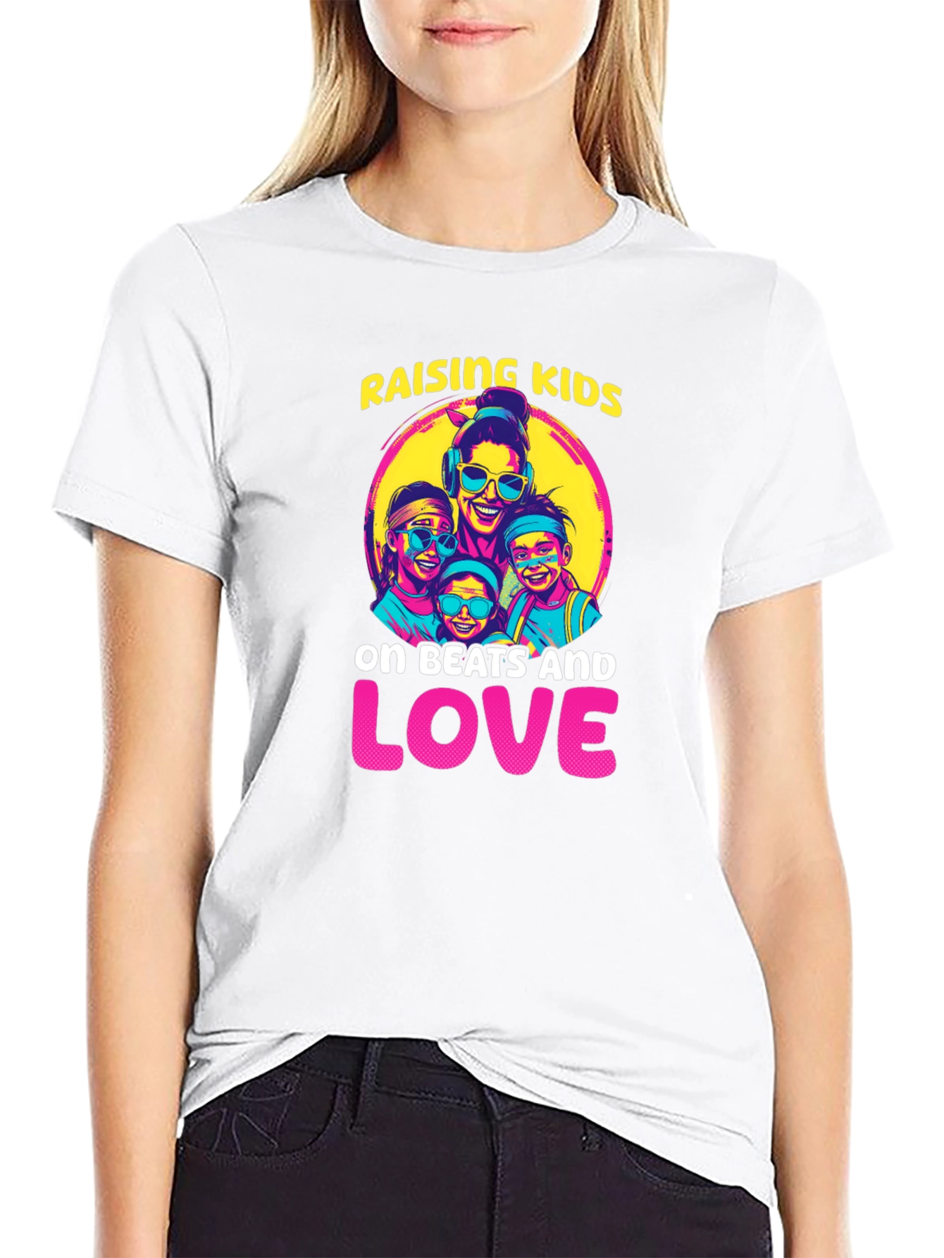 Black Raising Kids on Beats and Love T-Shirt view 9