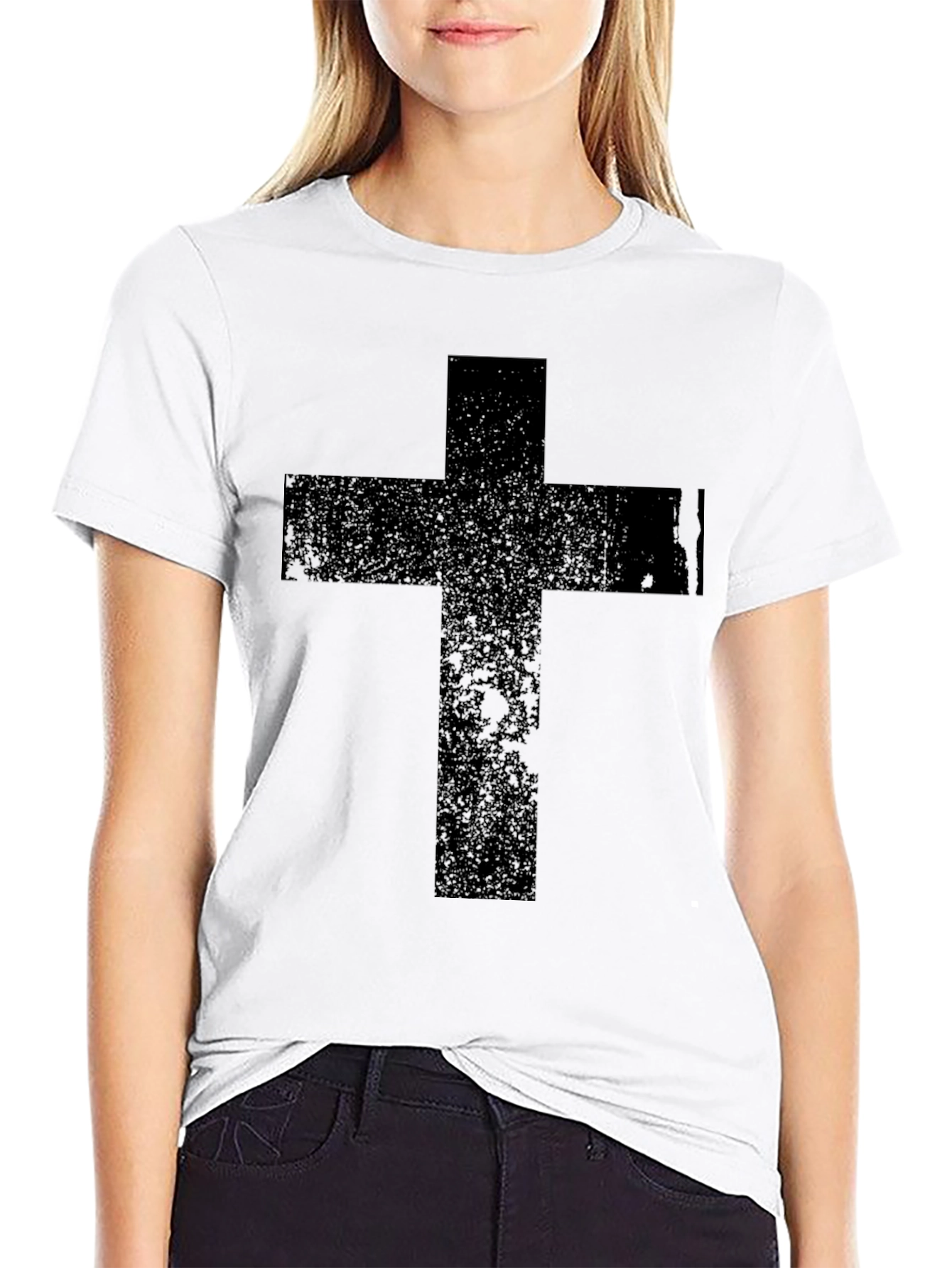 Black Black Cross Graphic T-Shirt - Religious Apparel view 9