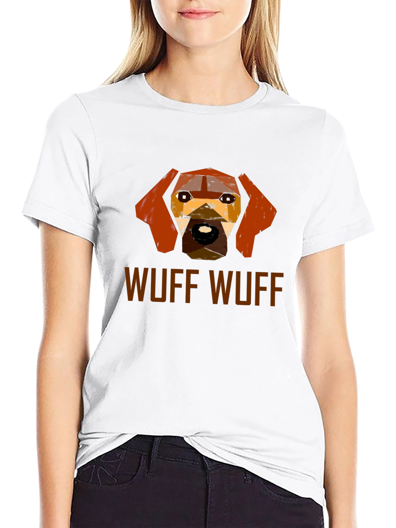 Geometric Dog T-Shirt - "Wuff Wuff" Design - 9