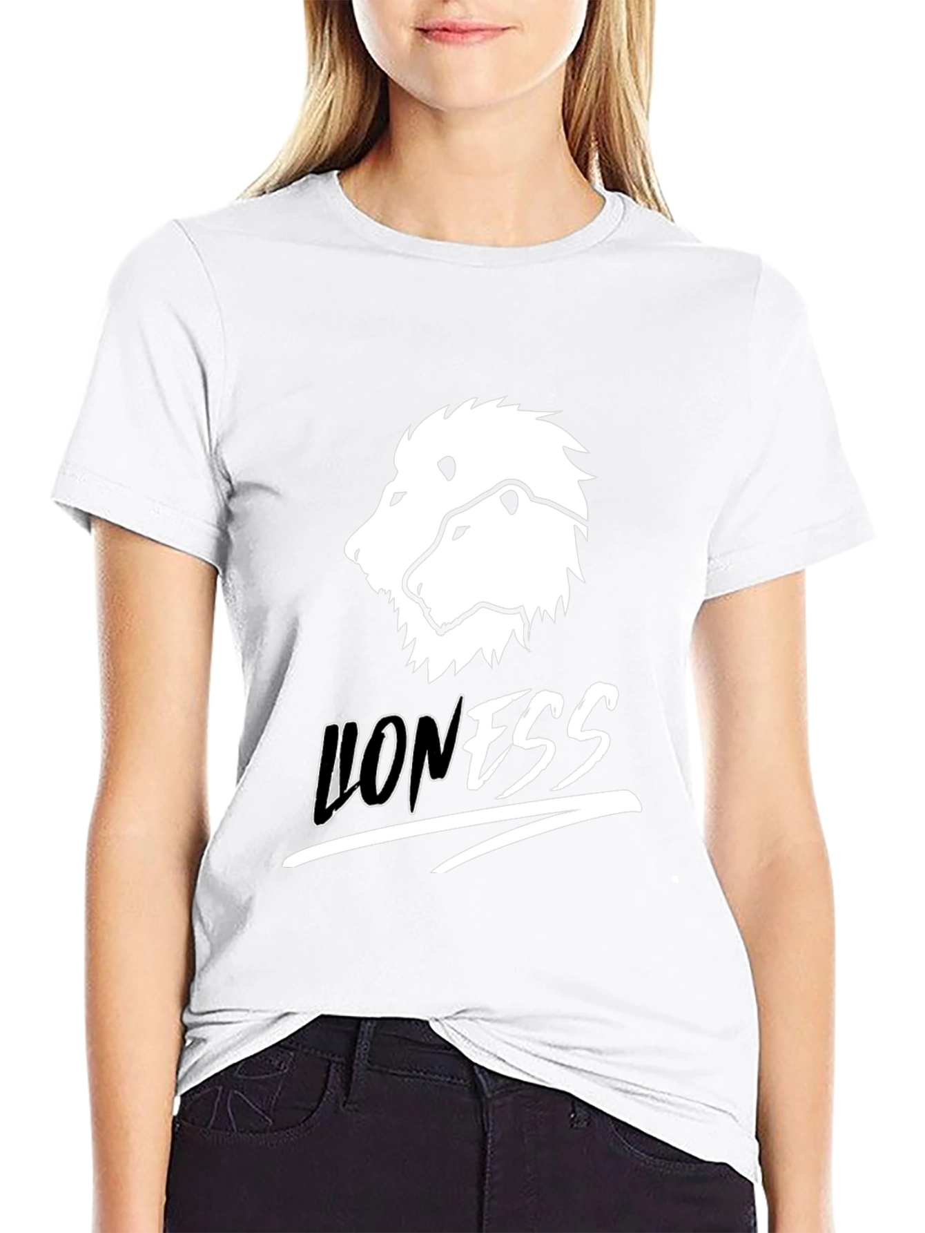 Black Lioness Graphic Print Black T-Shirt view 9