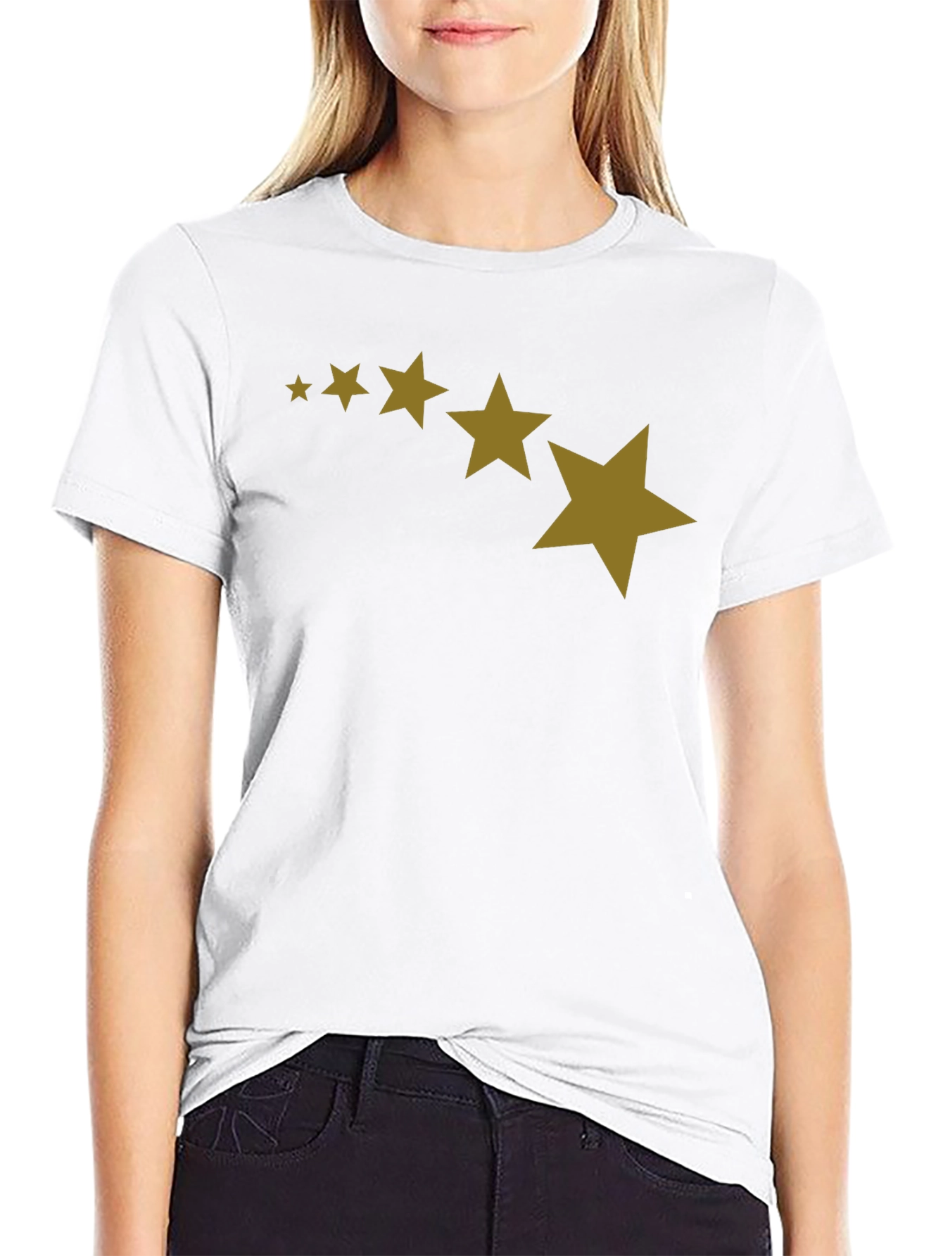 Black Stars Patterned Black T-Shirt view 9