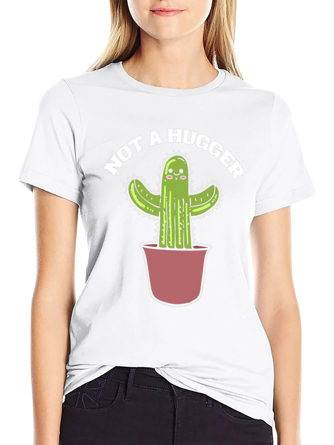 Black Not A Hugger Cactus Graphic Tee view 9