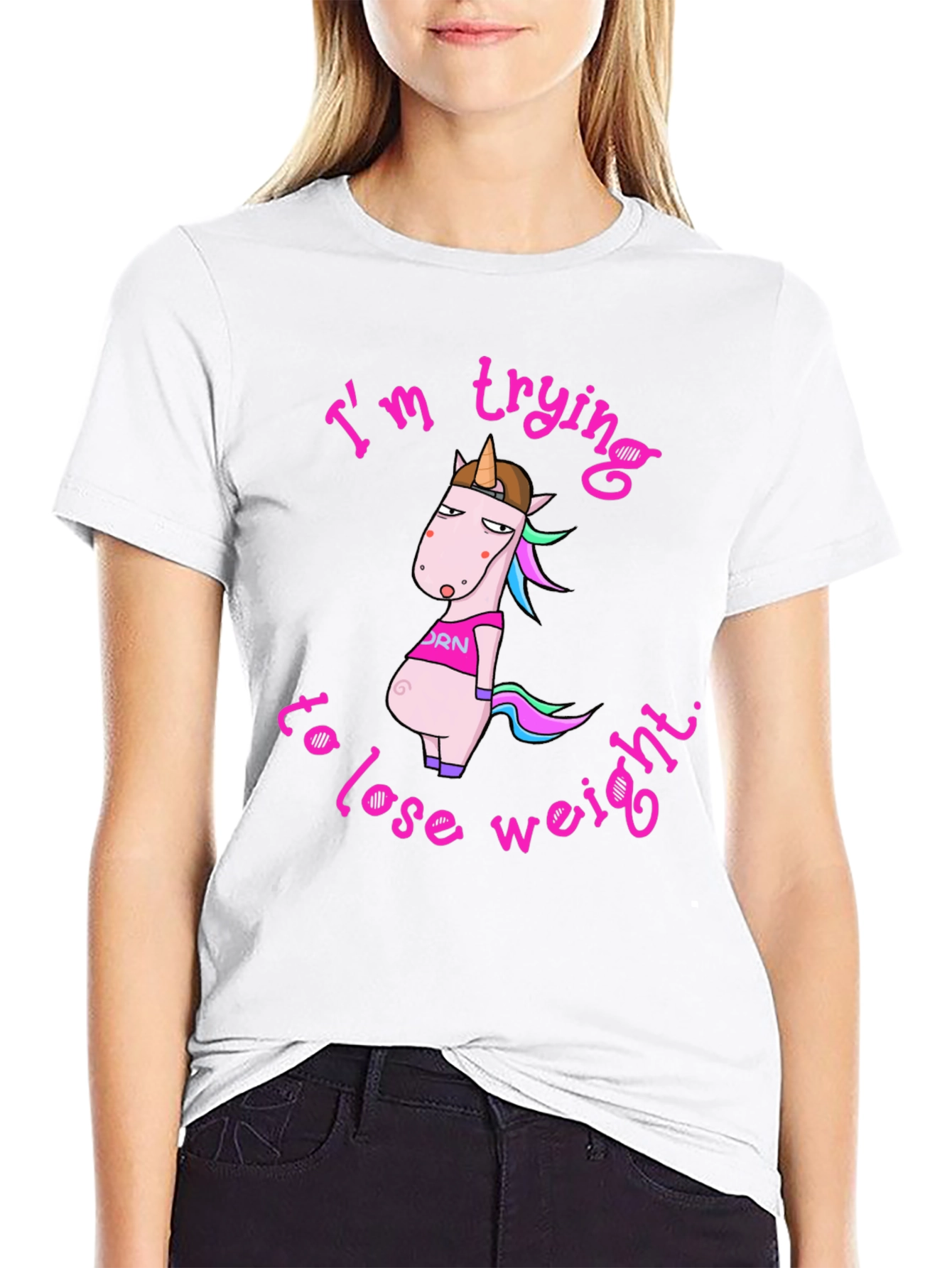 Black Funny Unicorn Weight Loss Graphic Tee view 9