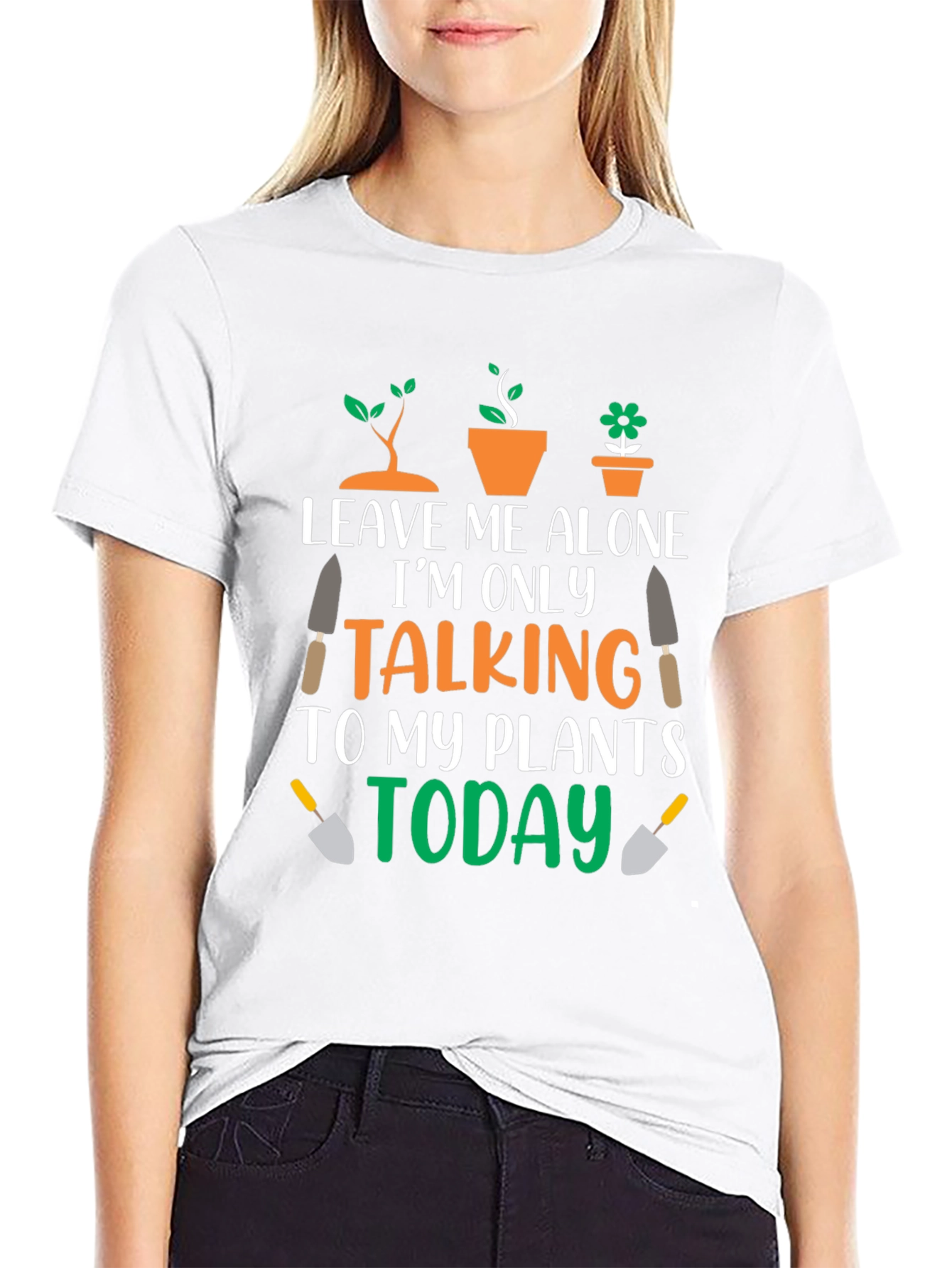 Black Leave Me Alone Talking to Plants T-Shirt view 9