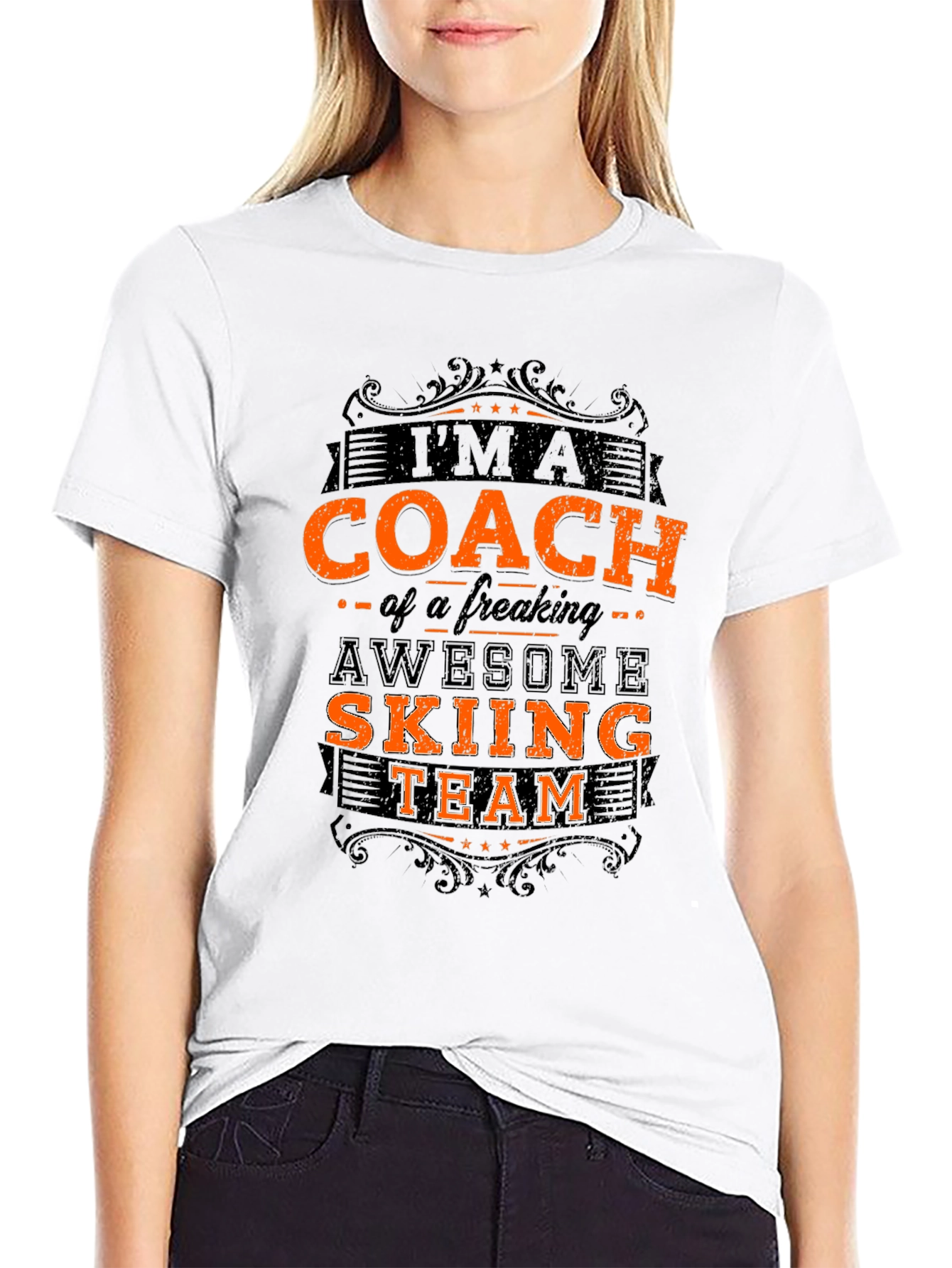Black Coach Awesome Skiing Team Black Graphic T-Shirt view 9