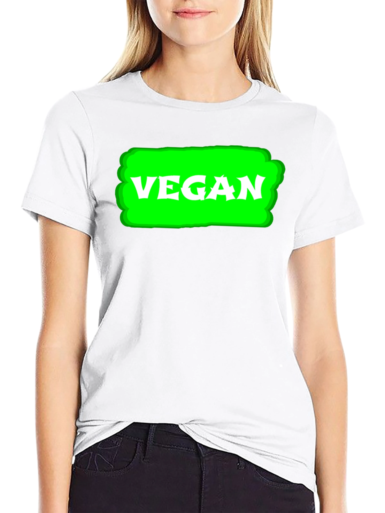 Black Vegan T-Shirt - Green Highlight view 9