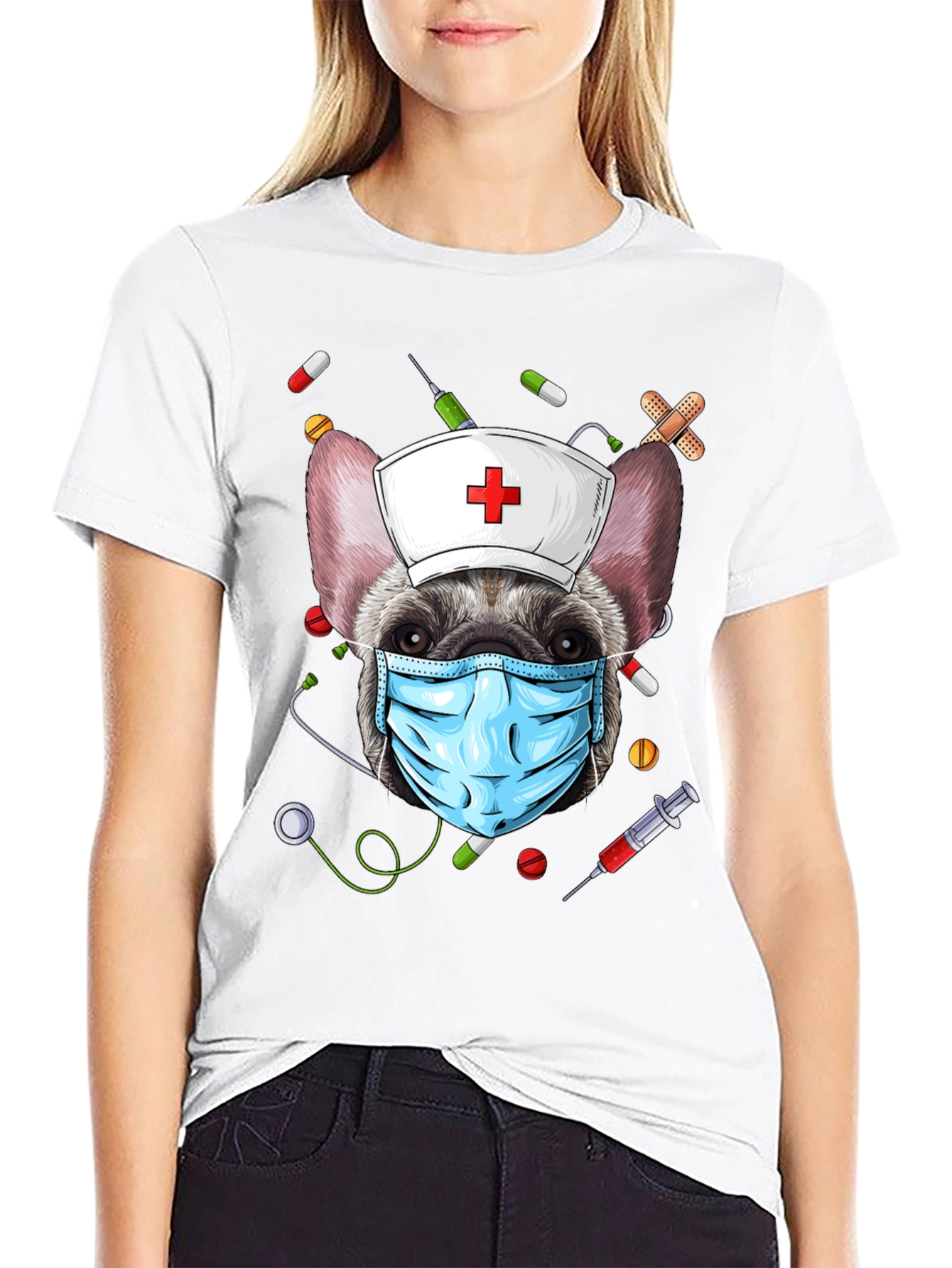 Black Nurse Dog Graphic T-Shirt view 9