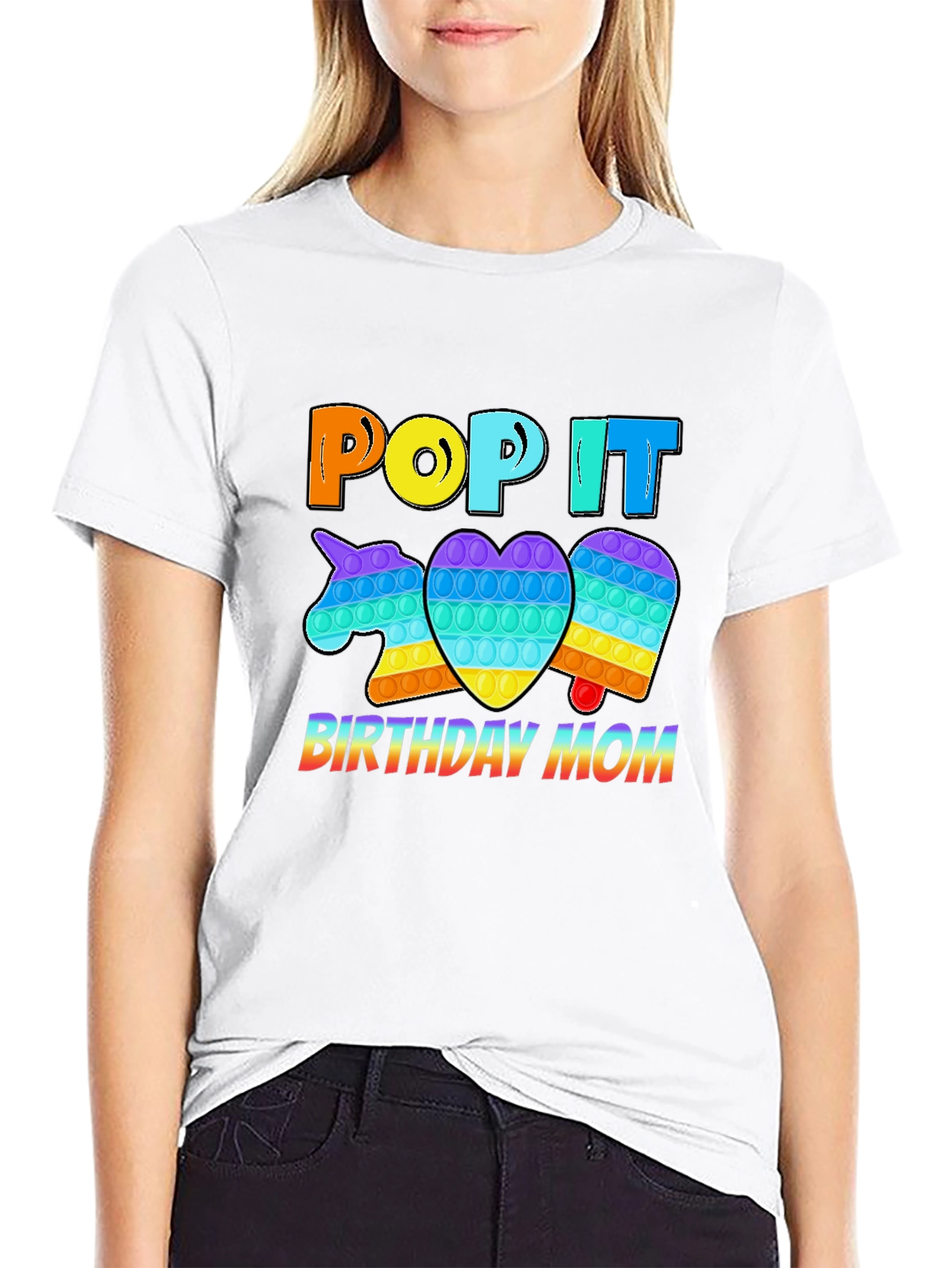 Black Pop It Birthday Mom T-Shirt view 9
