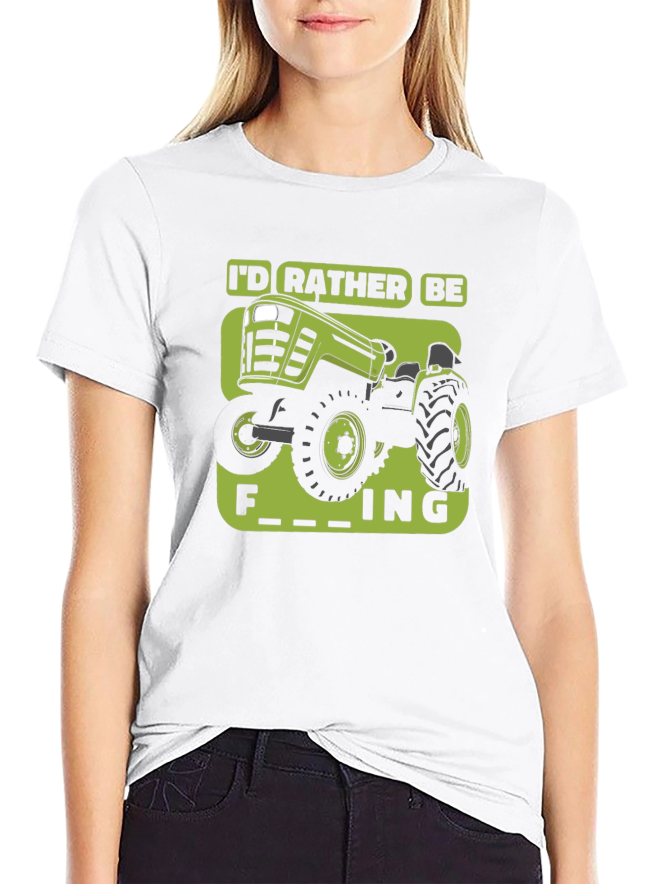 Black Funny Tractor T-Shirt - I'd Rather Be Farming view 9