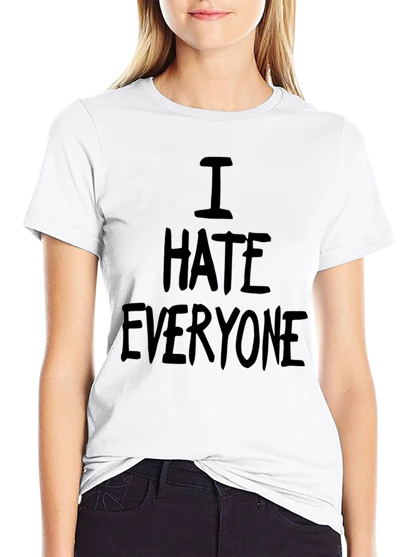 Black I Hate Everyone Black Graphic T-Shirt view 9