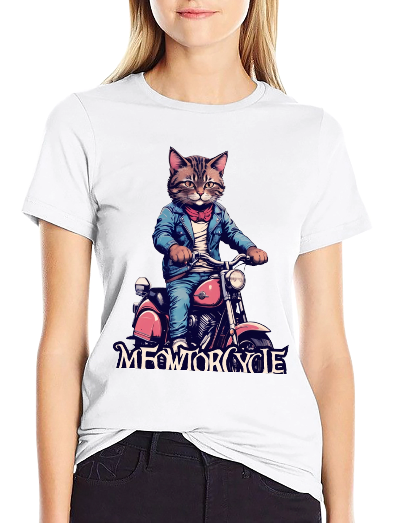 Black Meowtorcycle Cat T-Shirt view 9