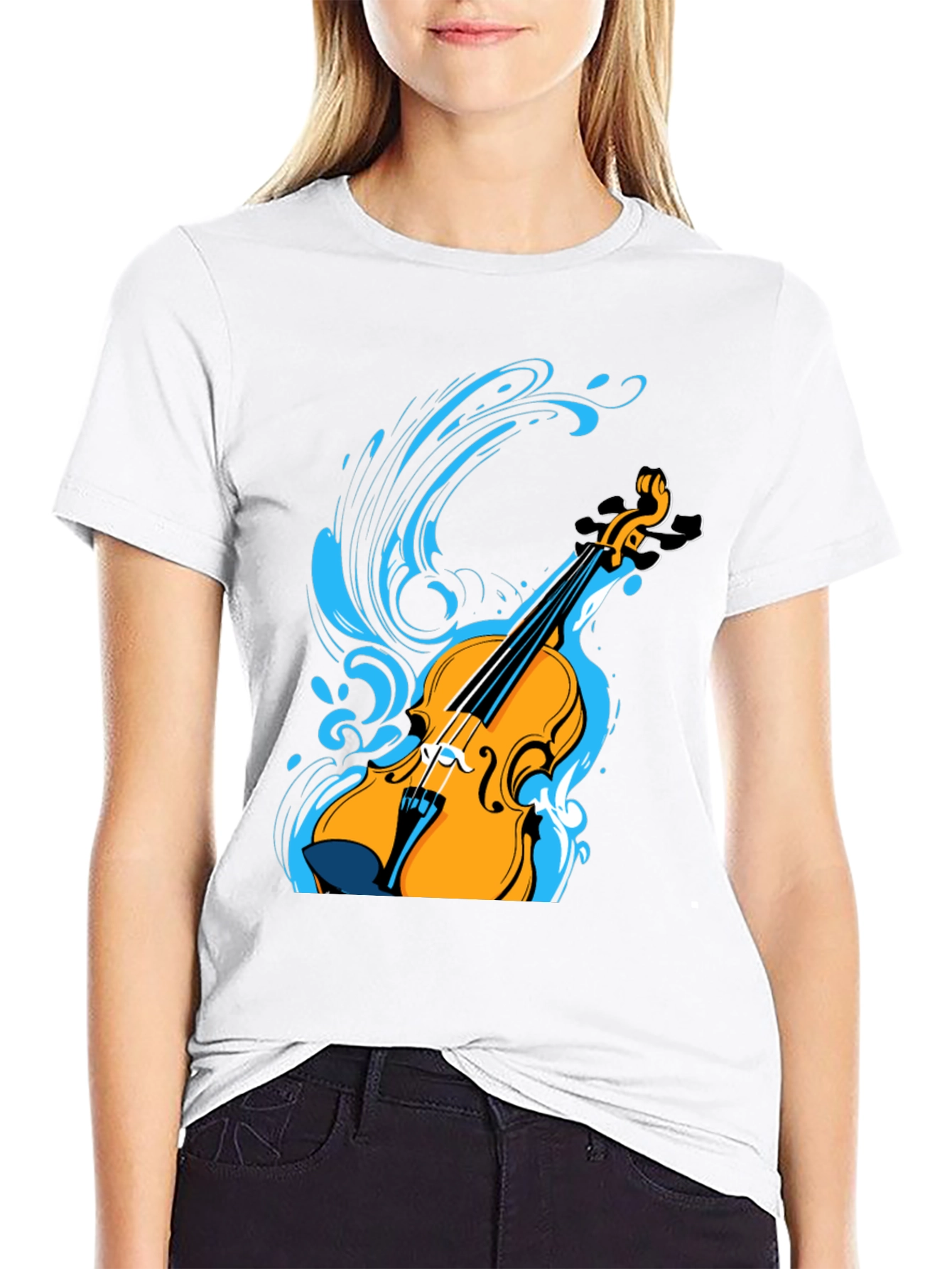 Black Violin Splash Graphic Tee - Black Cotton Blend Shirt view 9