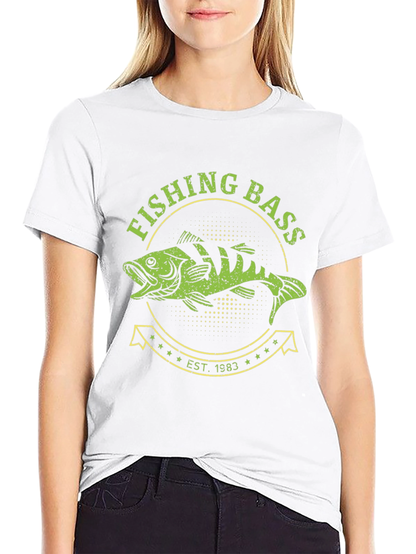 Black Fishing Bass Est. 1983 Black T-Shirt view 9