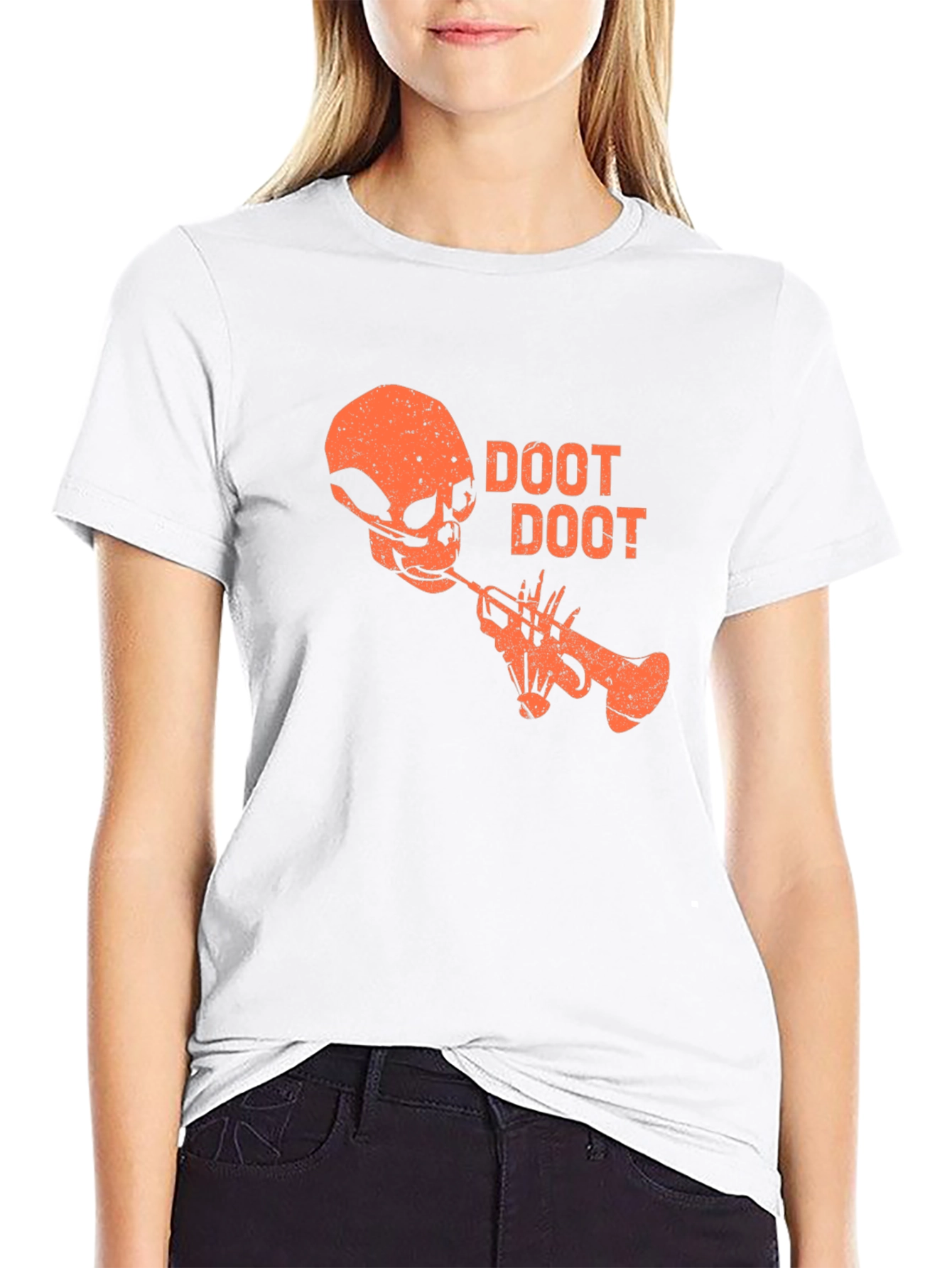 Black Doot Doot Skull Trumpet Graphic Tee - Black view 9