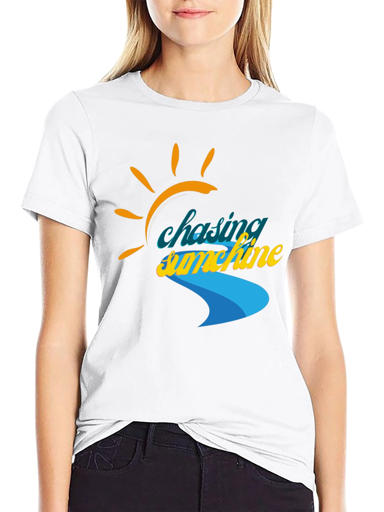 Black Chasing Sunshine Graphic Tee - Black Cotton Shirt view 9